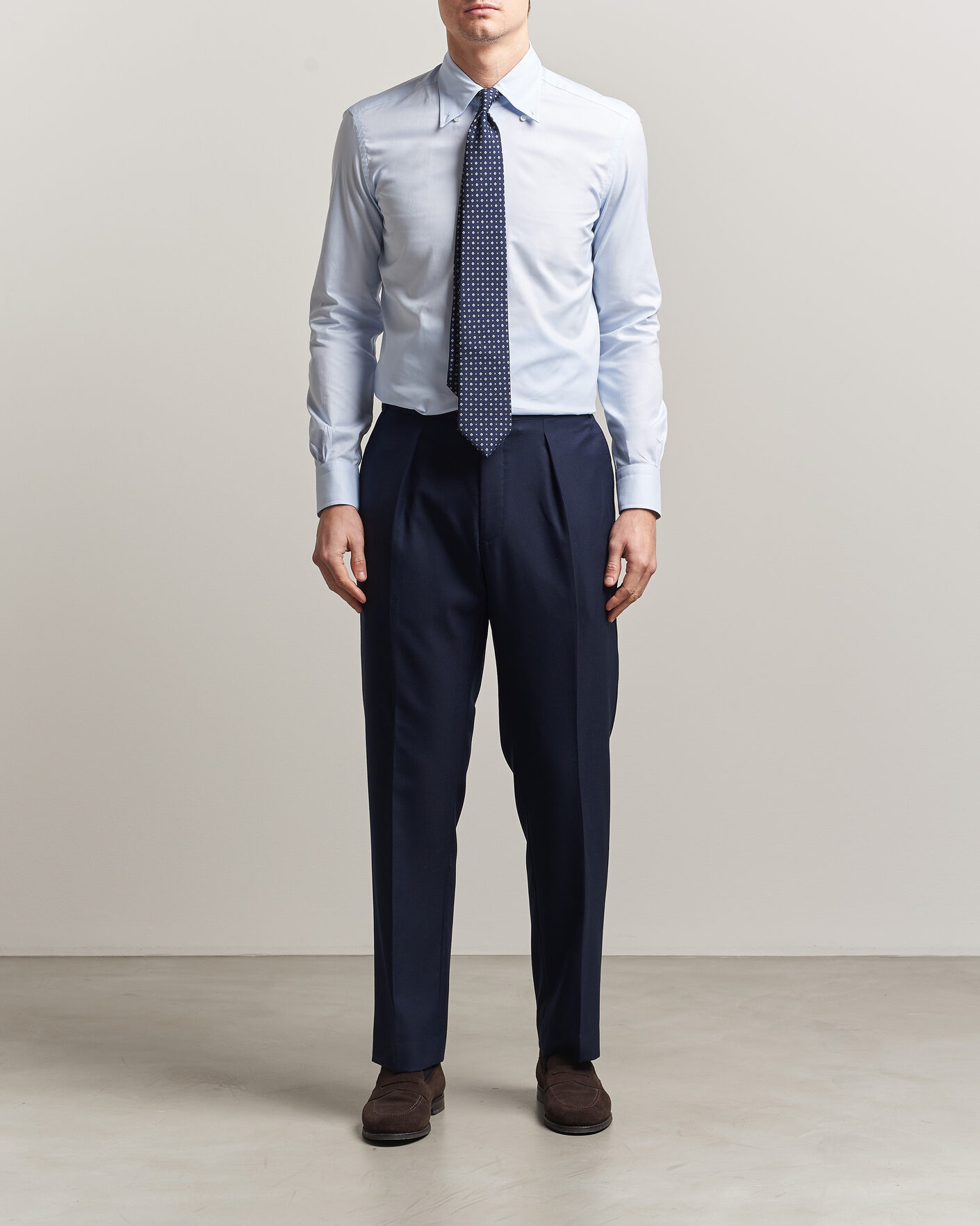 Uomini | Camicie | Mazzarelli | Soft Oxford Button Down Shirt Light Blue