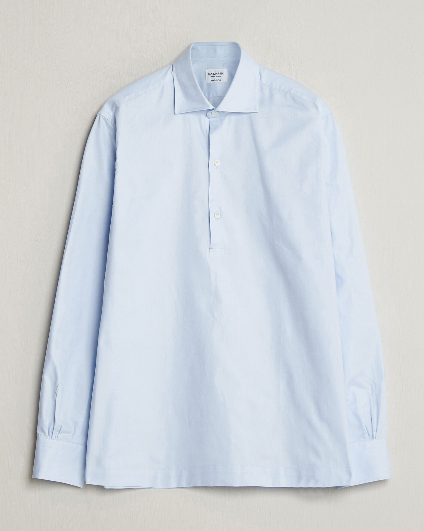 Uomini | Camicie | Mazzarelli | Soft Oxford Popover Shirt Light Blue