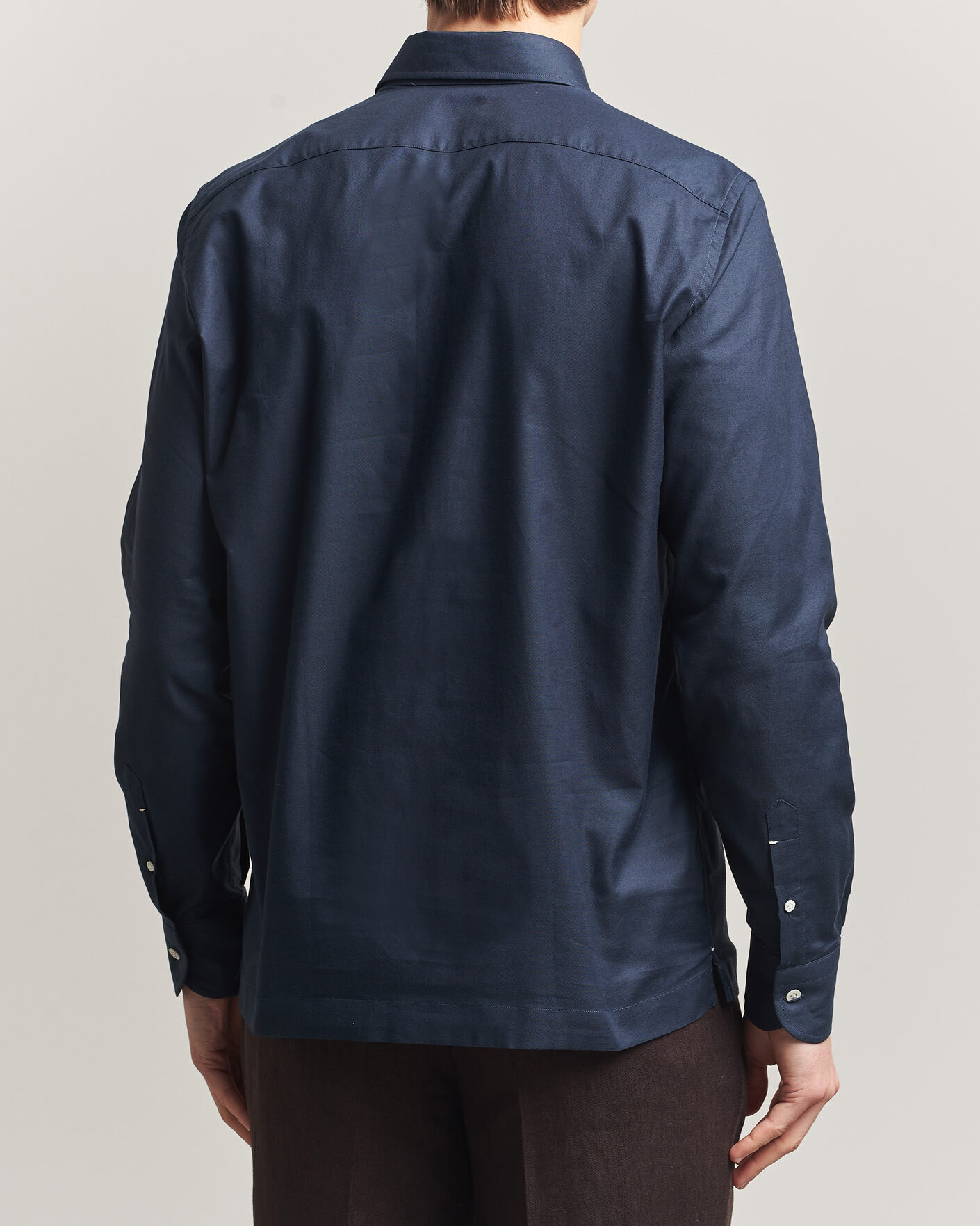 Uomini | Camicie | Mazzarelli | Soft Oxford Popover Shirt Navy