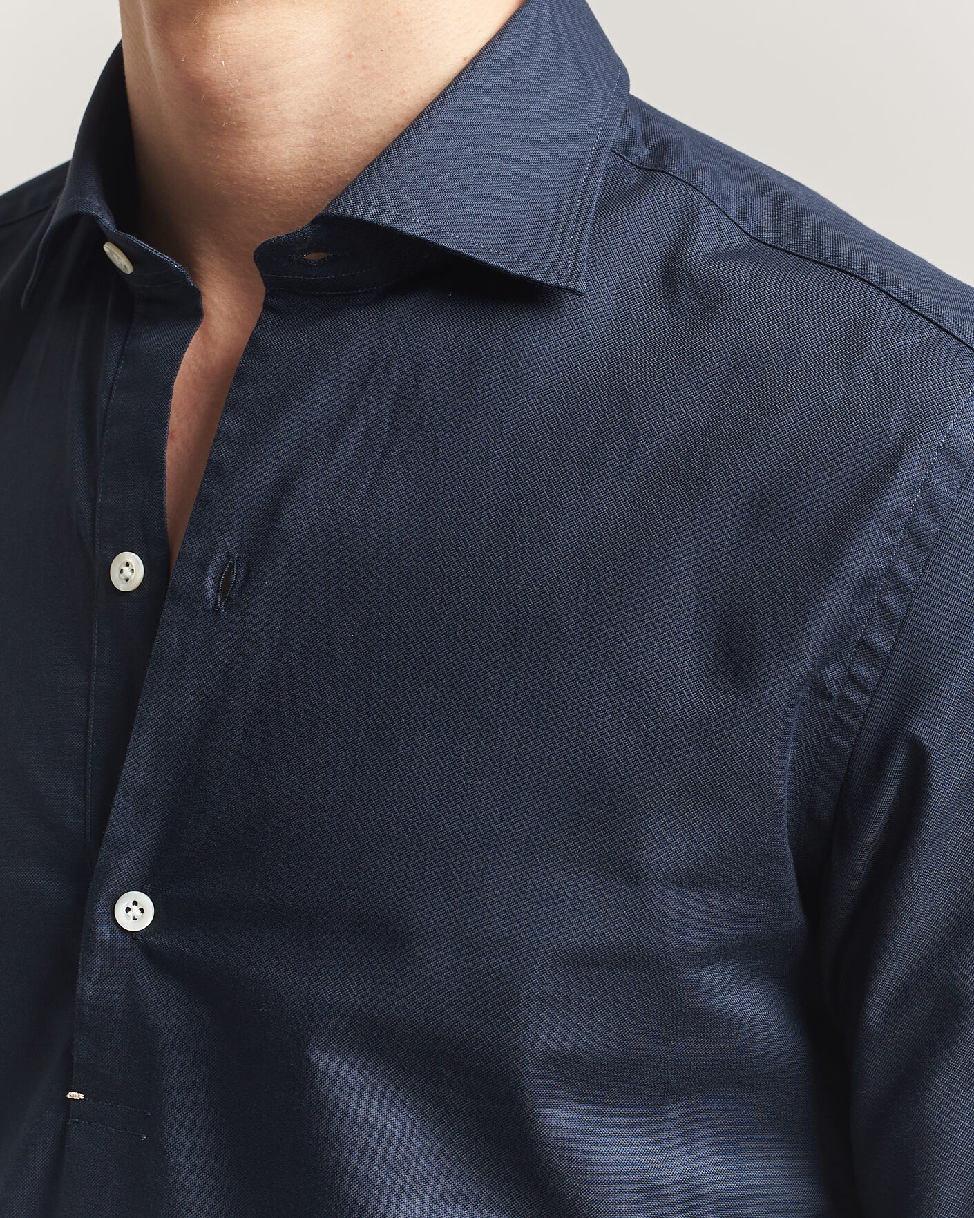 Uomini | Camicie | Mazzarelli | Soft Oxford Popover Shirt Navy