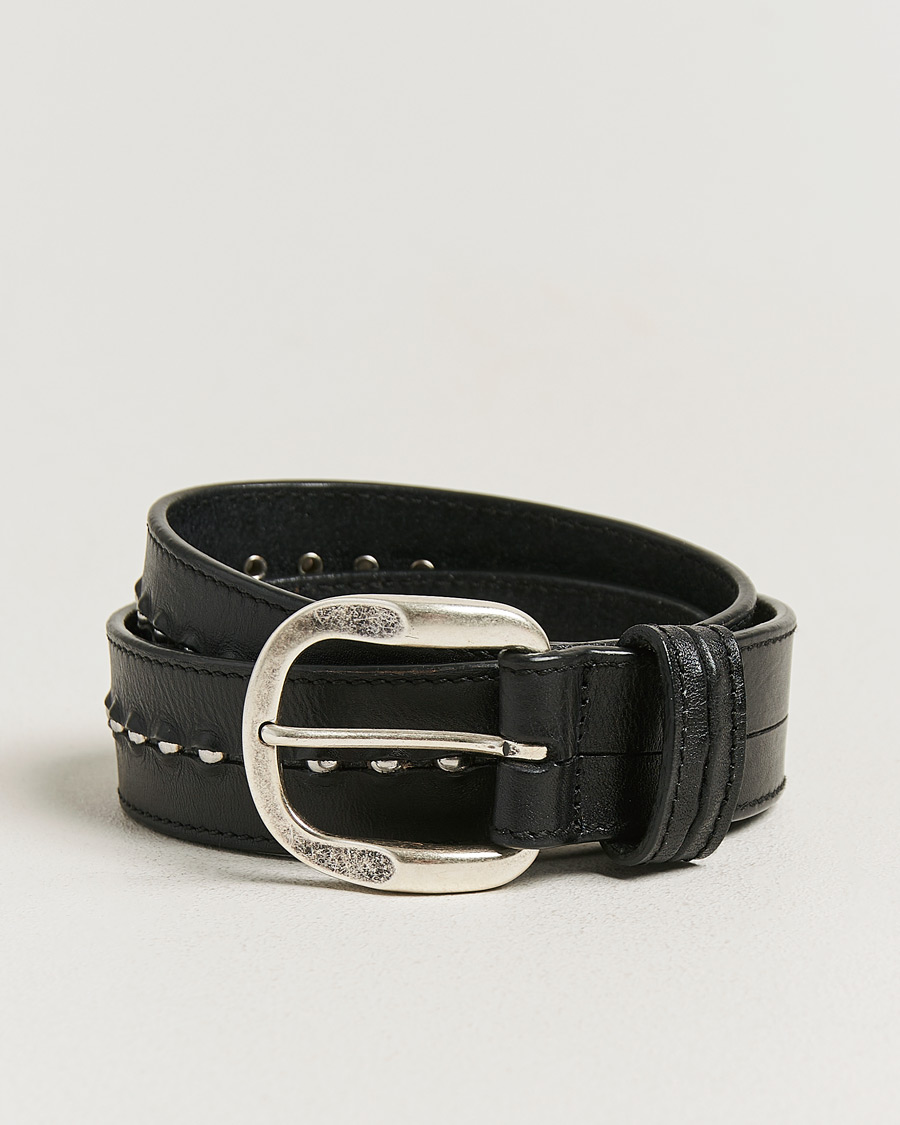 Uomini | Cinture | Golden Goose | Studded Leather Belt Black