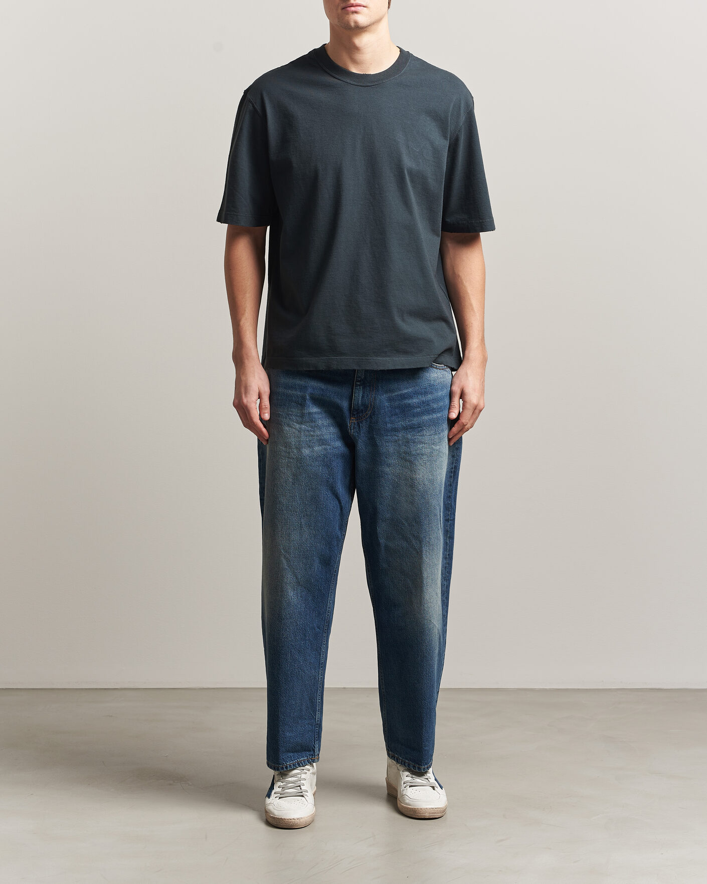 Uomini | T-shirt | Golden Goose | Relaxed Fit Cotton T-Shirt Washed Black