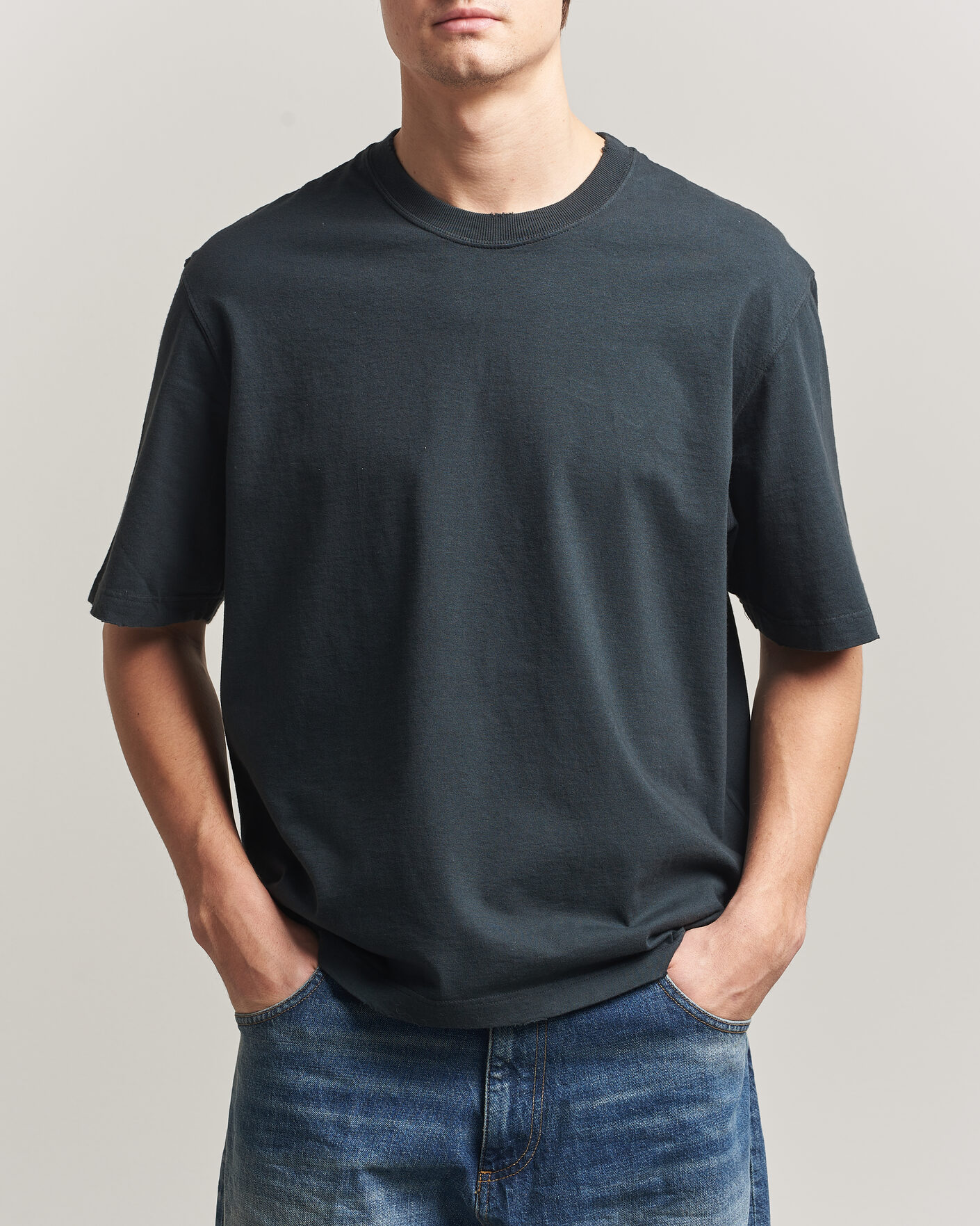 Uomini | T-shirt | Golden Goose | Relaxed Fit Cotton T-Shirt Washed Black
