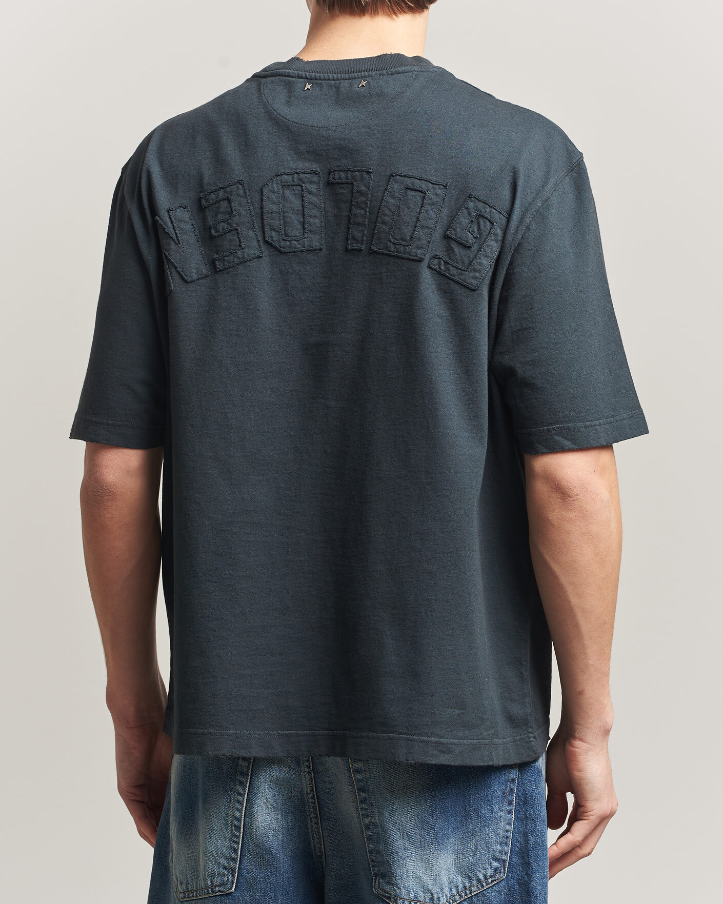 Uomini | T-shirt | Golden Goose | Relaxed Fit Cotton T-Shirt Washed Black