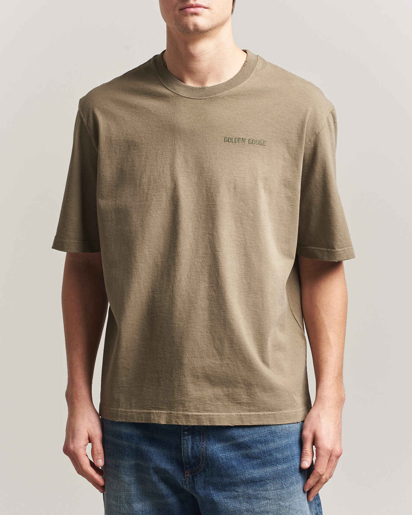 Uomini | T-shirt | Golden Goose | Journey Dyed Cotton T-Shirt Washed Beige