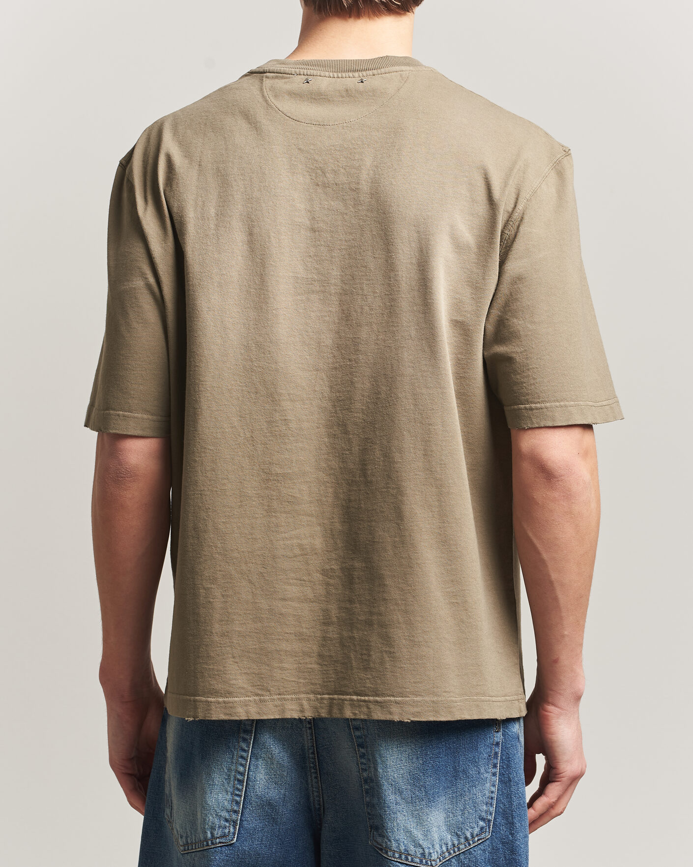 Uomini | T-shirt | Golden Goose | Journey Dyed Cotton T-Shirt Washed Beige