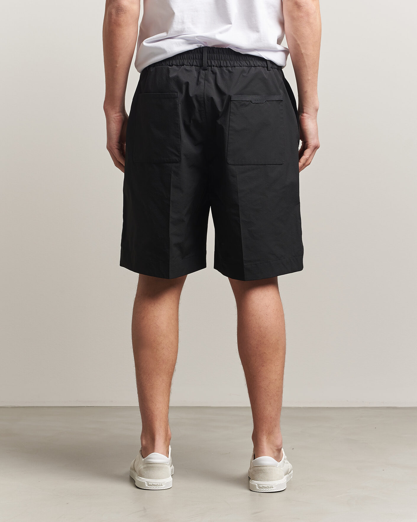 Uomini | Pantaloncini | Moncler | Lightweight Seersucker Shorts Black