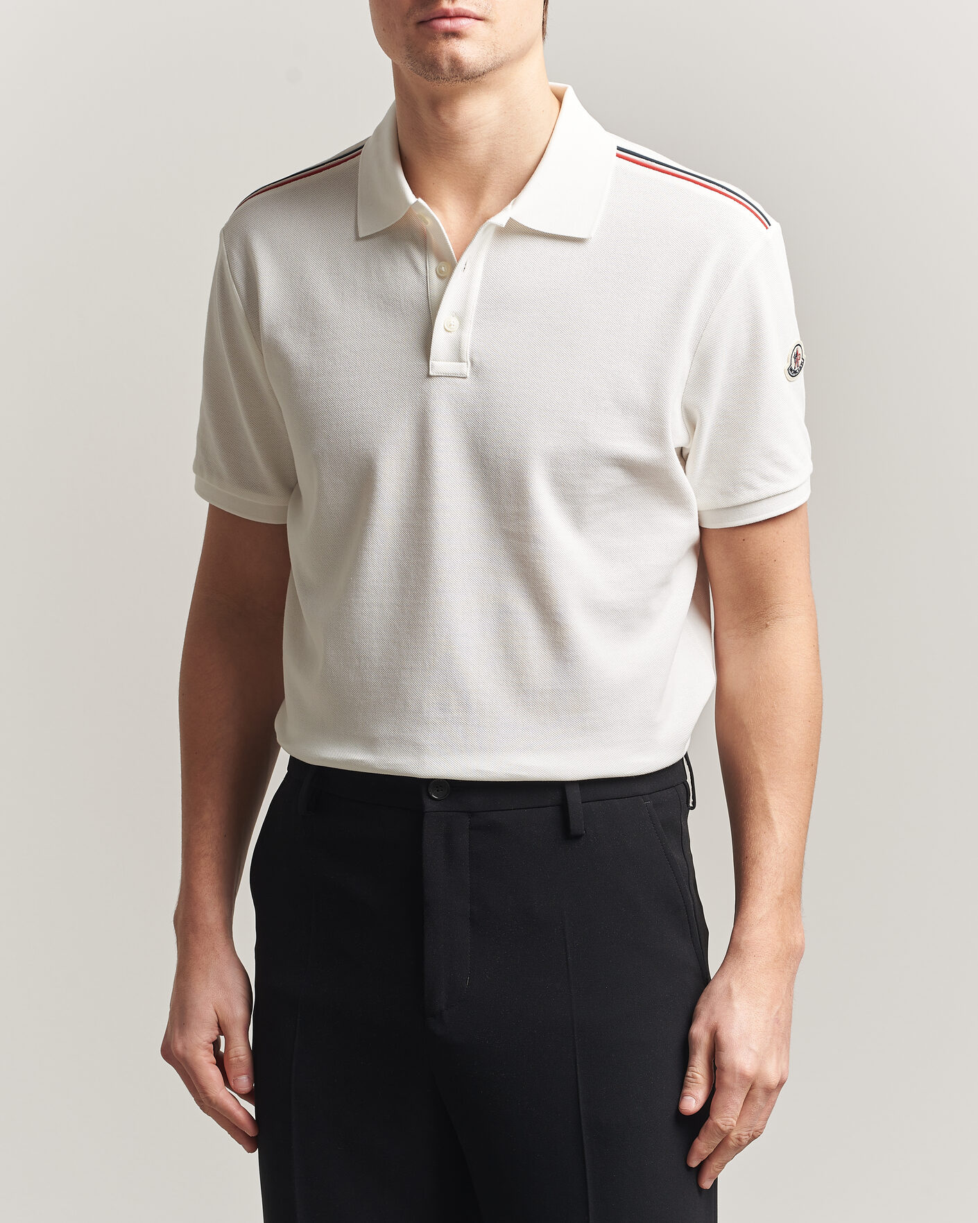 Uomini | Polo | Moncler | Tricolore Shoulder Polo White