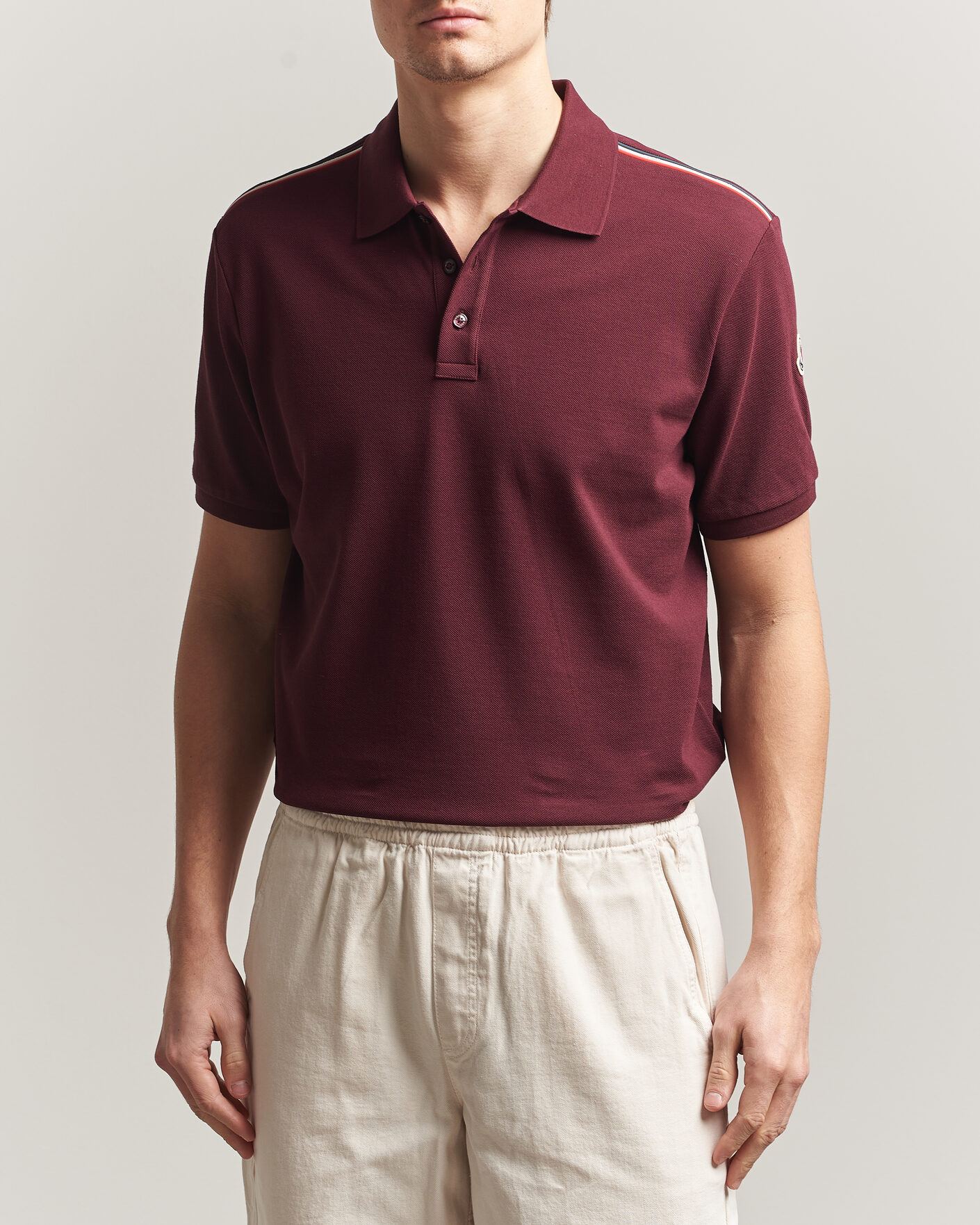Uomini | Polo | Moncler | Tricolore Shoulder Polo Burgundy