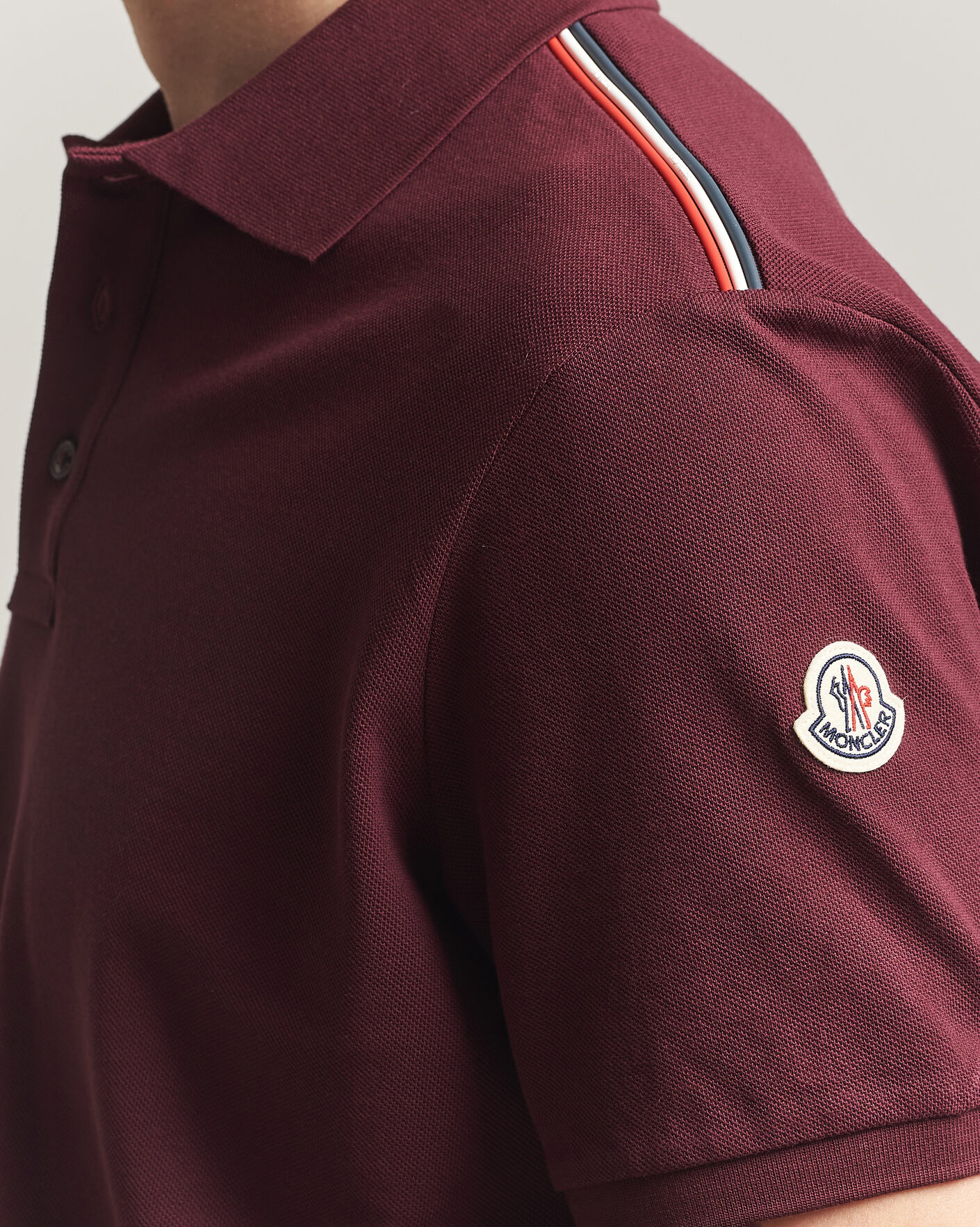Uomini | Polo | Moncler | Tricolore Shoulder Polo Burgundy