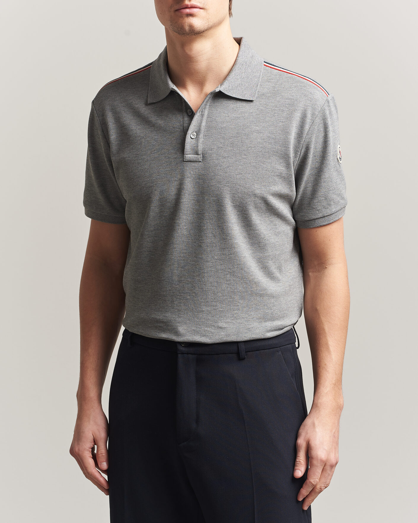 Uomini | Polo | Moncler | Tricolore Shoulder Polo Light Grey