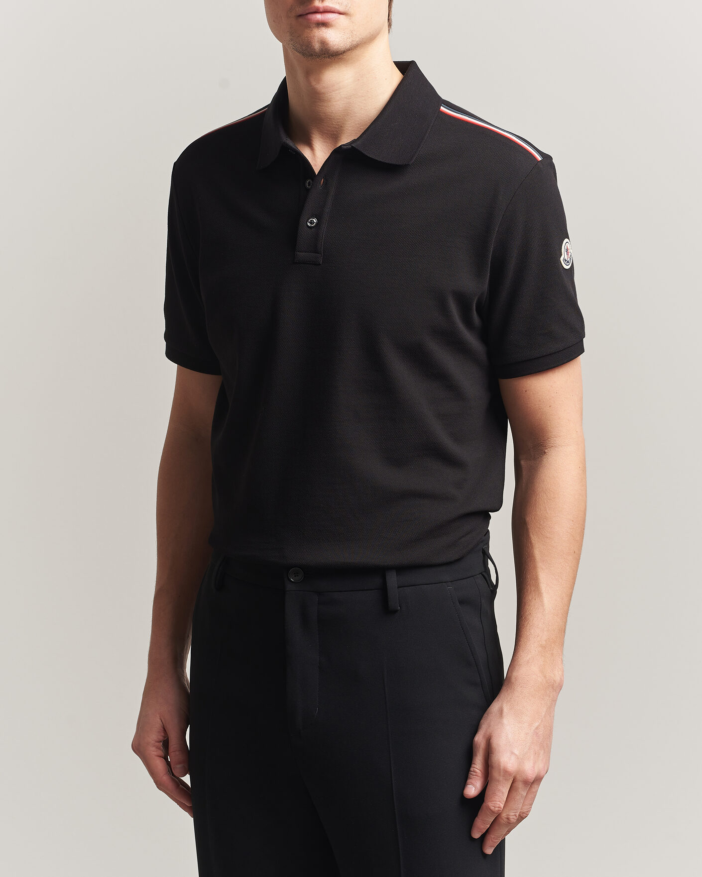 Uomini | Polo | Moncler | Tricolore Shoulder Polo Black