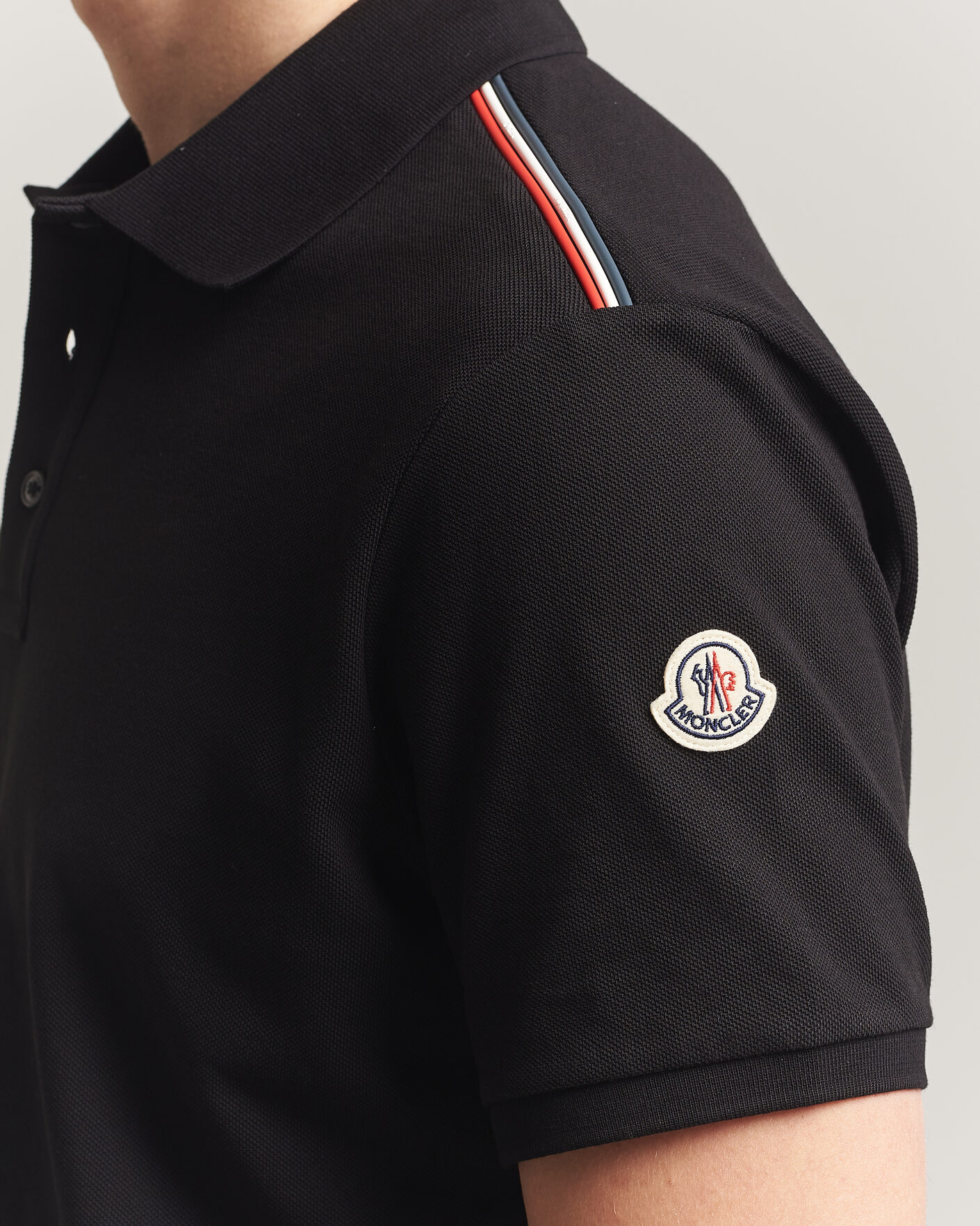 Uomini | Polo | Moncler | Tricolore Shoulder Polo Black