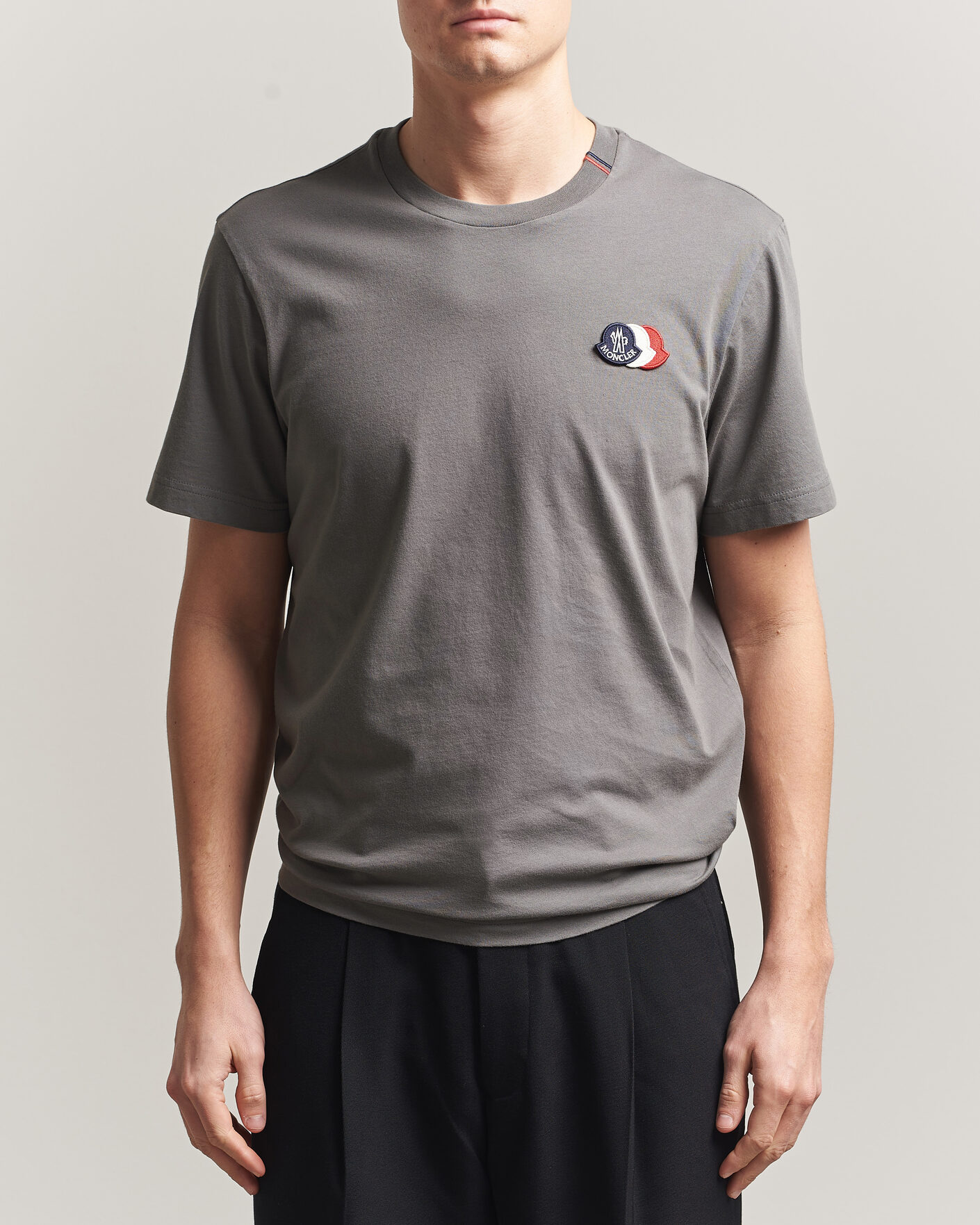 Uomini | T-shirt | Moncler | Tricolore Logo T-Shirt Grey