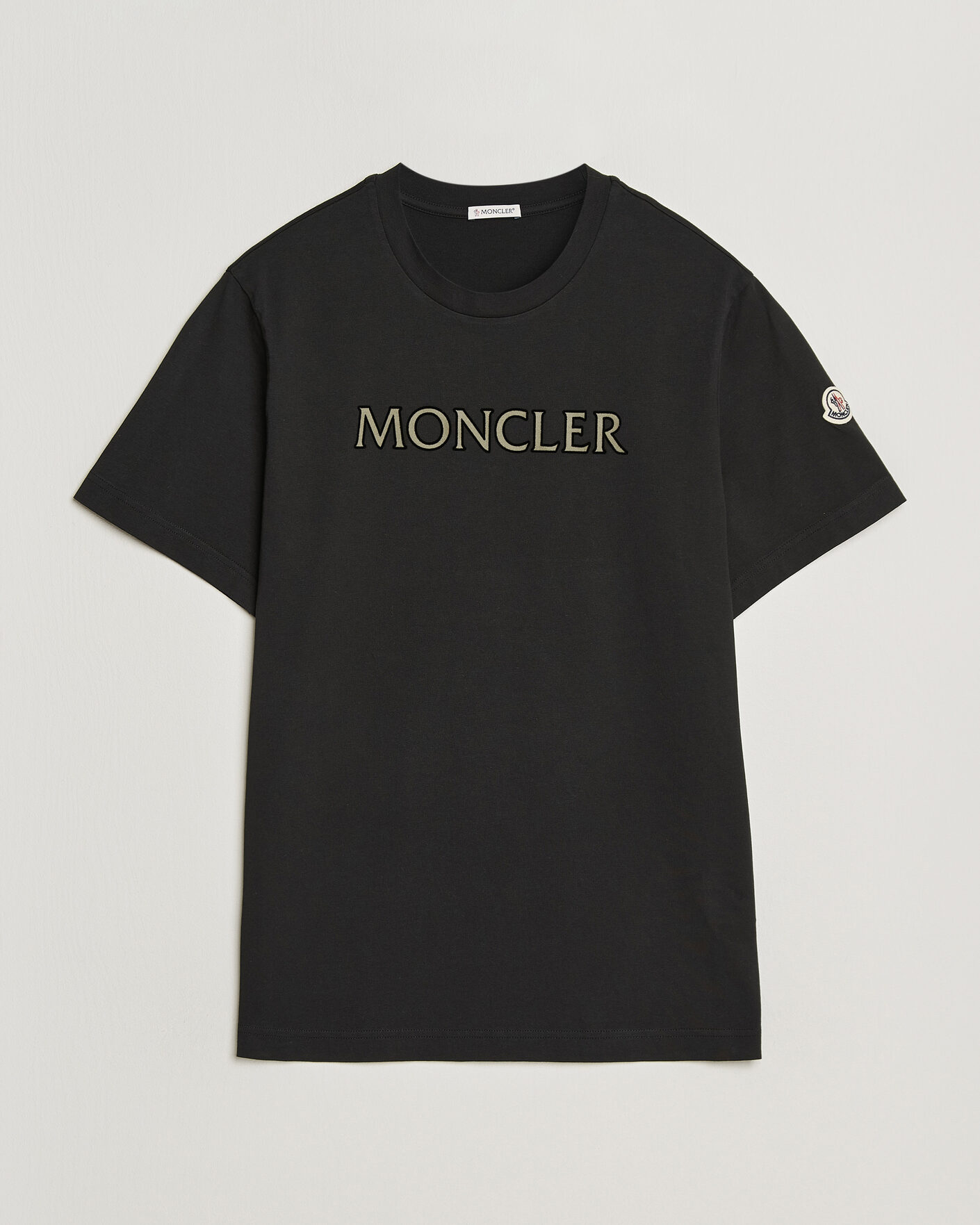 Uomini | T-shirt | Moncler | Flock Print Logo T-Shirt Black