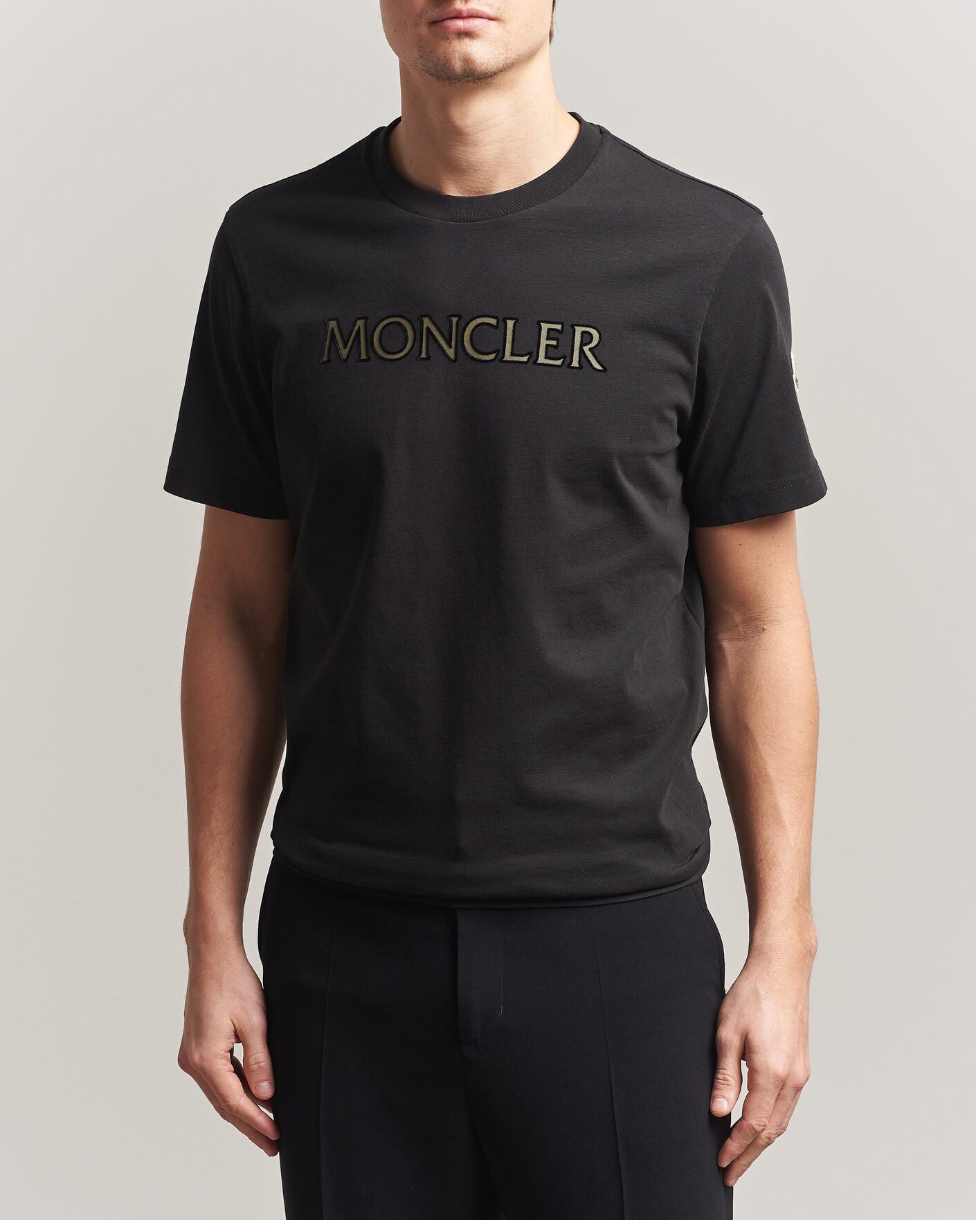 Uomini | T-shirt | Moncler | Flock Print Logo T-Shirt Black