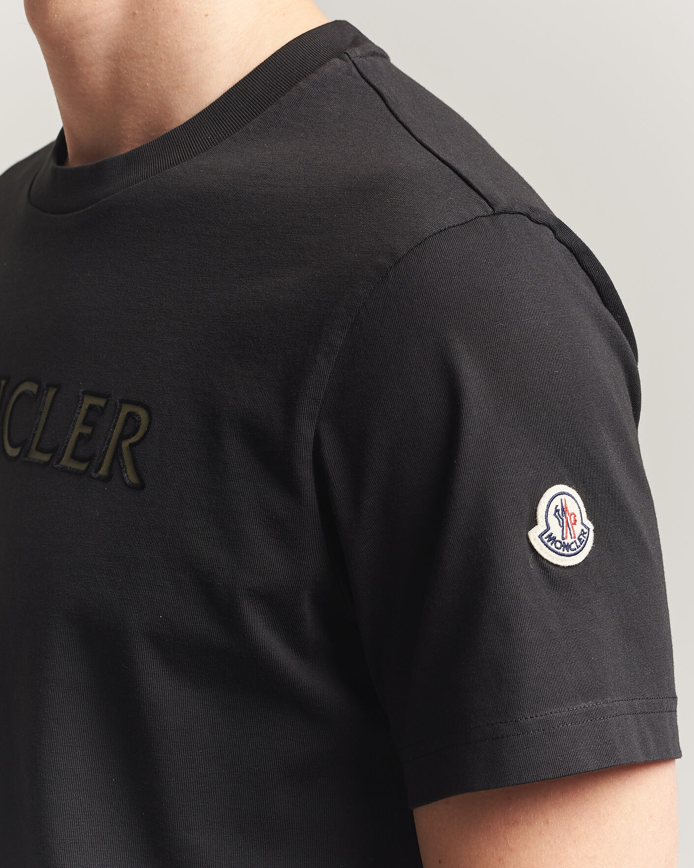 Uomini | T-shirt | Moncler | Flock Print Logo T-Shirt Black