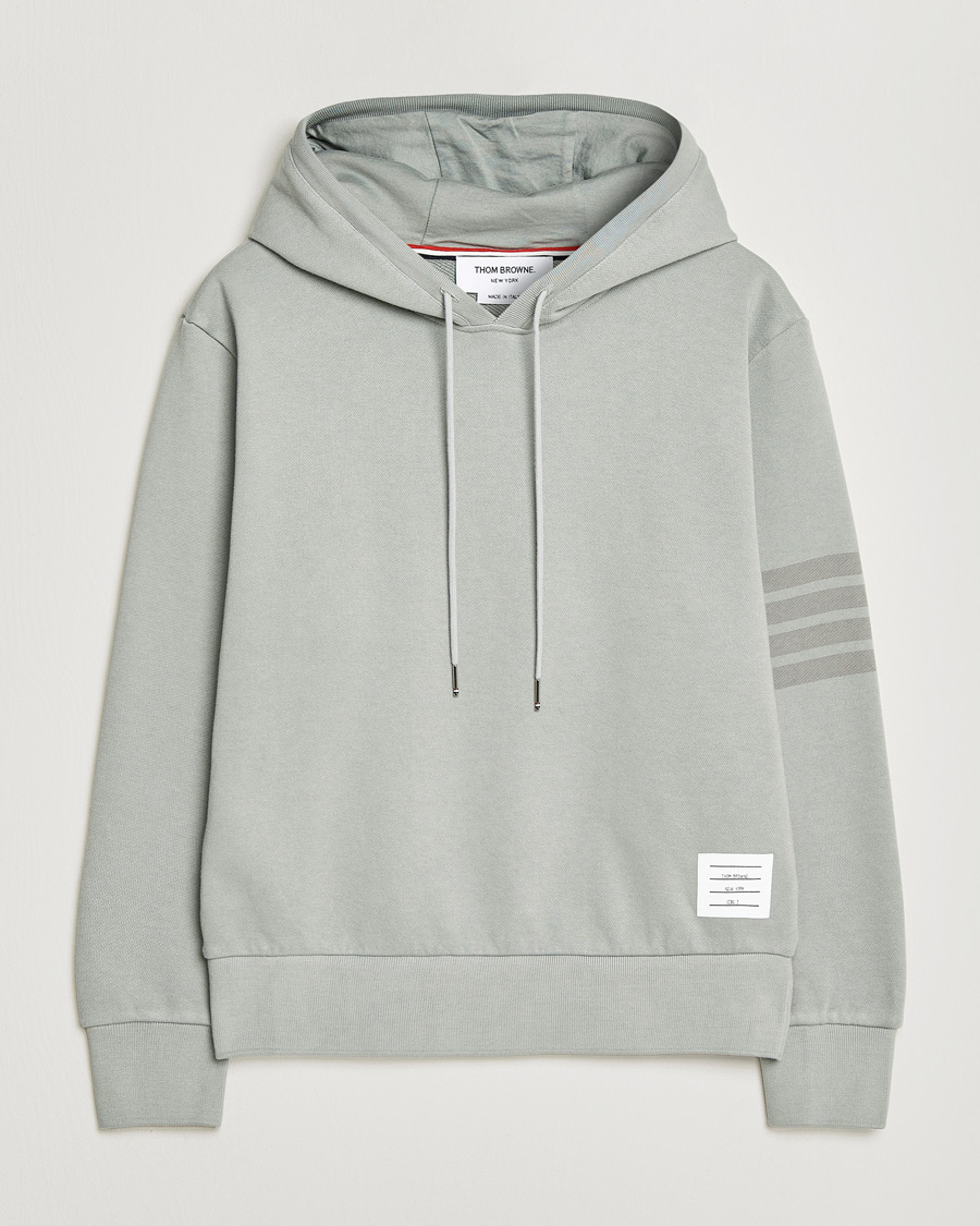 Uomini | Maglieria | Thom Browne | Overdyed 4-Bar Hoodie Light Grey