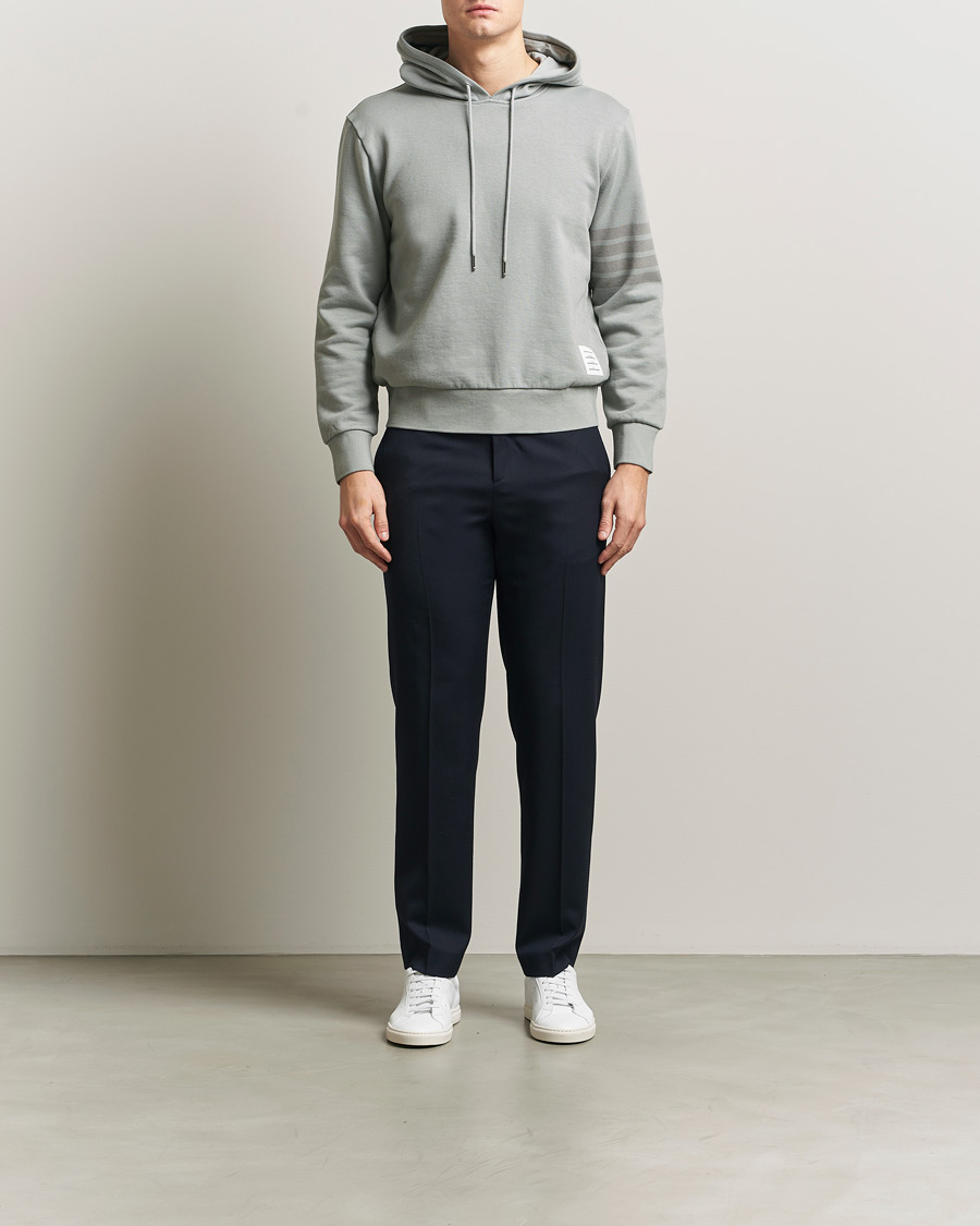 Uomini | Maglieria | Thom Browne | Overdyed 4-Bar Hoodie Light Grey