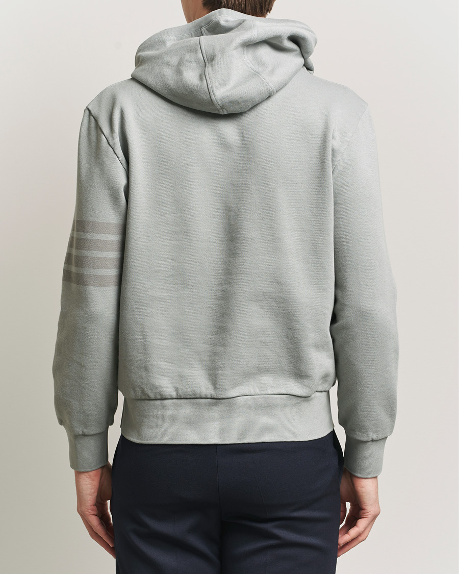 Uomini | Maglieria | Thom Browne | Overdyed 4-Bar Hoodie Light Grey