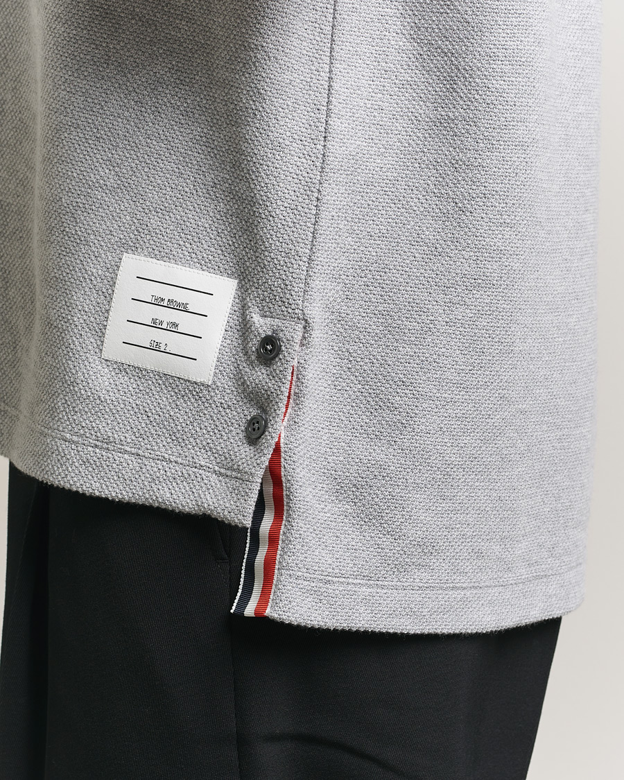 Uomini | T-shirt | Thom Browne | Textured Pique 4 Bar T-Shirt Pale Grey