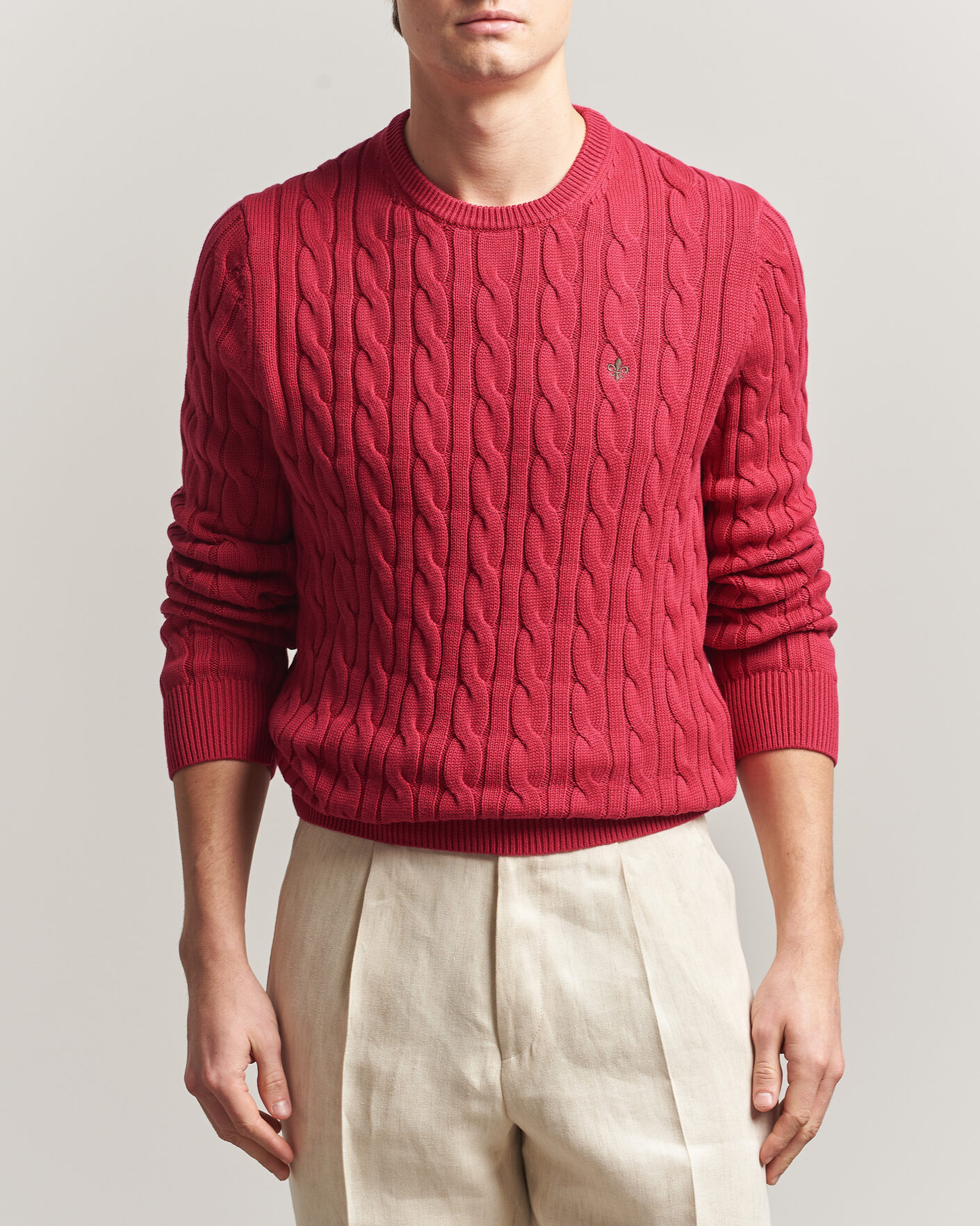 Uomini | Maglieria | Morris | Ethan Cable Oneck Red