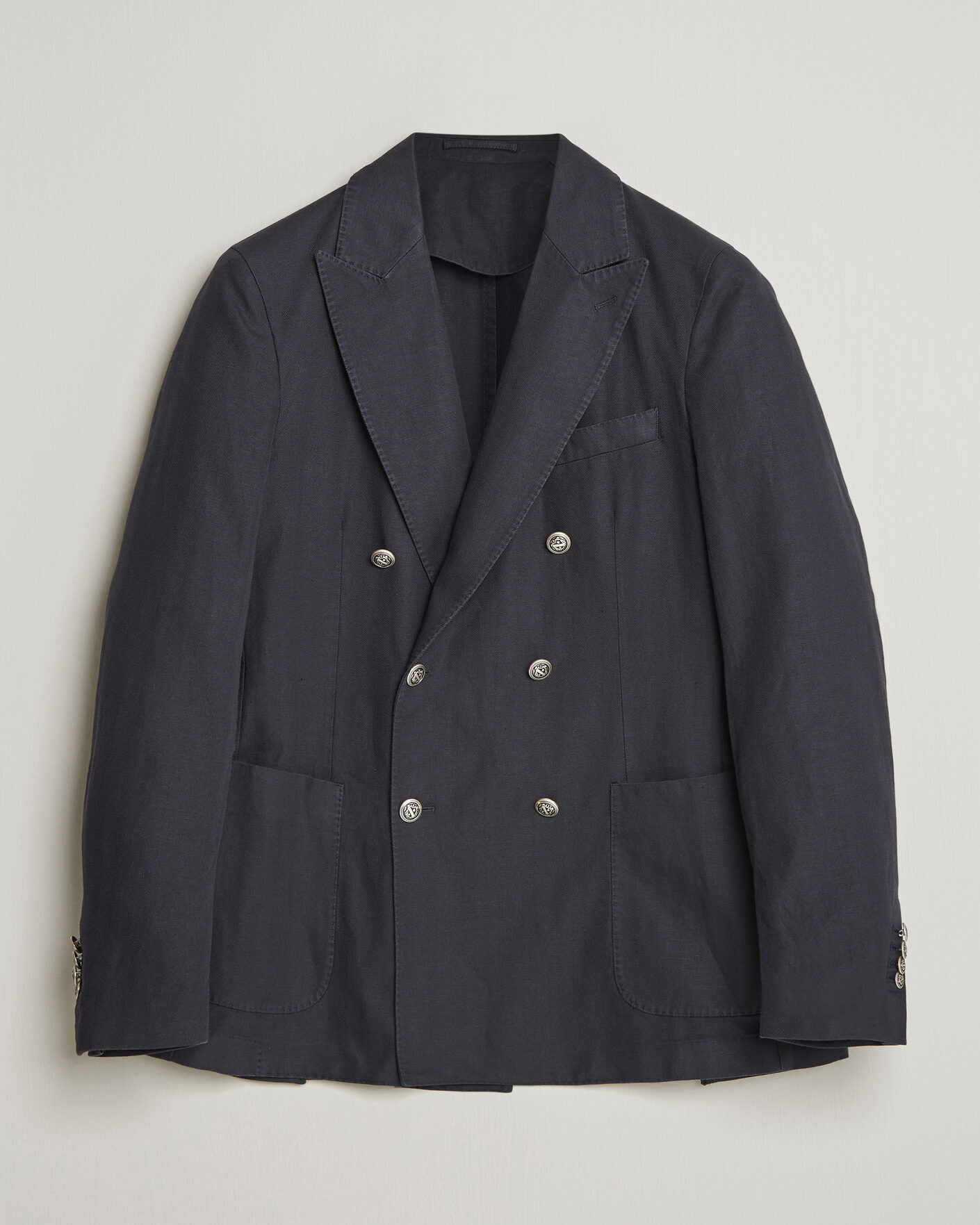 Uomini | Blazers | Morris | Cotton Herringbone Double Breasted Blazer Blue