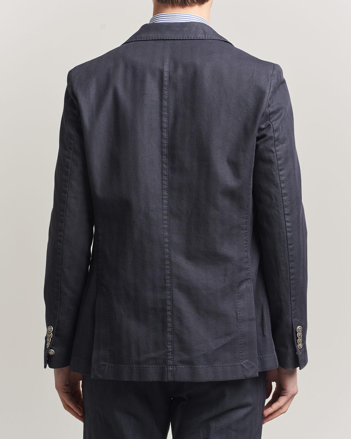 Uomini | Blazers | Morris | Cotton Herringbone Double Breasted Blazer Blue