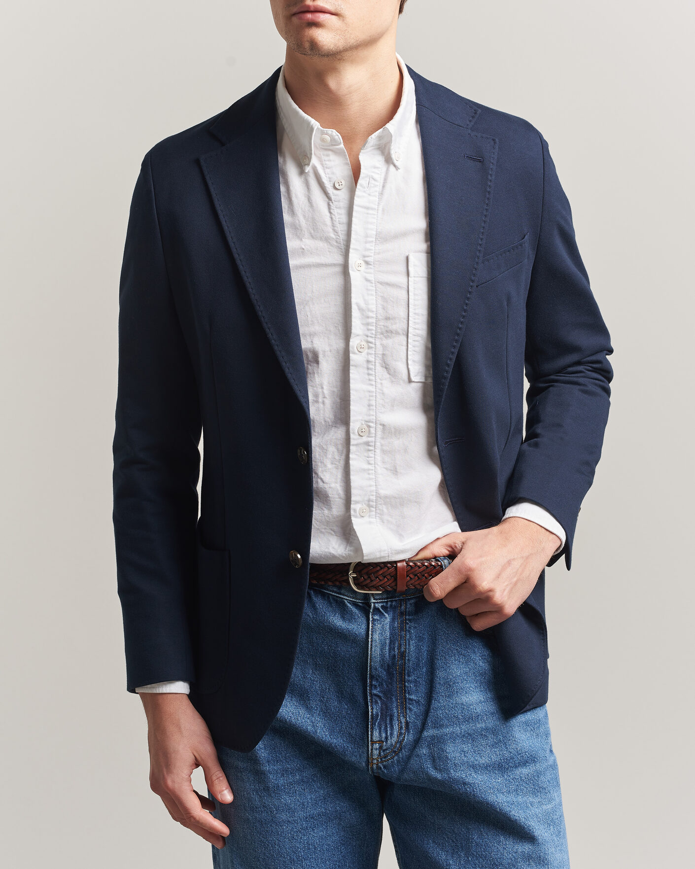 Uomini | Blazers | Morris | Cotton Jersey Blazer Navy