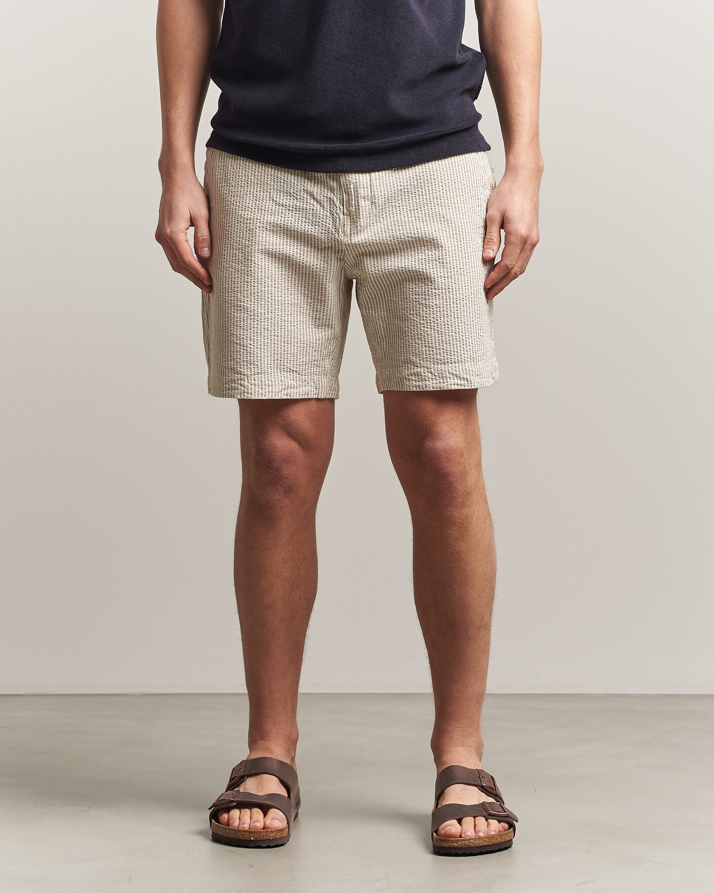 Uomini | Pantaloncini | Morris | Fenix Seersucker Shorts Khaki