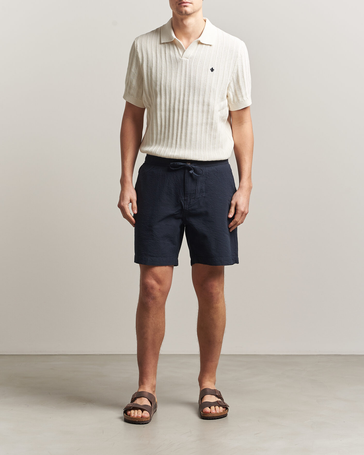 Uomini | Pantaloncini | Morris | Fenix Seersucker Shorts Dark Blue