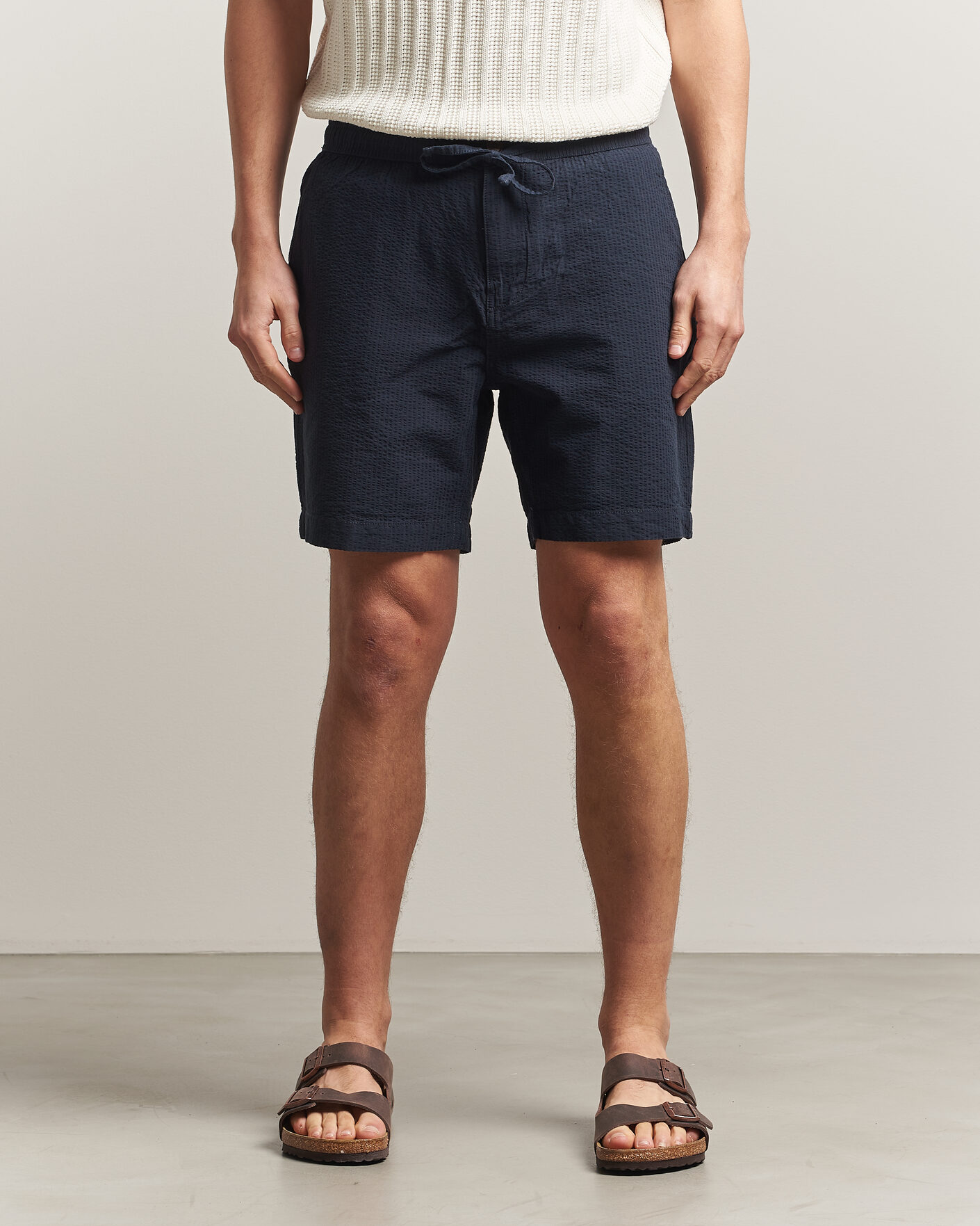 Uomini | Pantaloncini | Morris | Fenix Seersucker Shorts Dark Blue