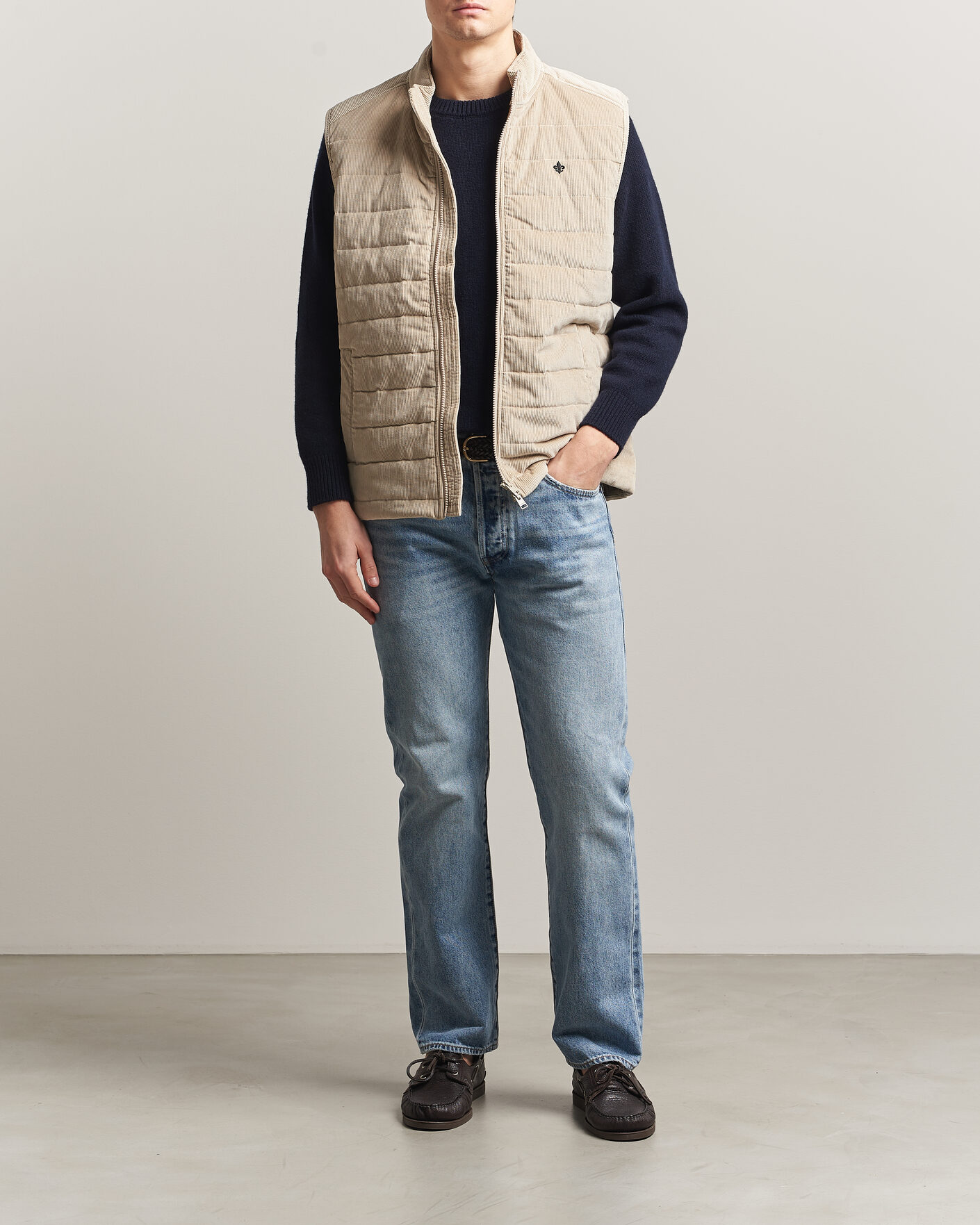 Uomini | Gilet | Morris | Teddy Quilted Corduroy Vest Khaki