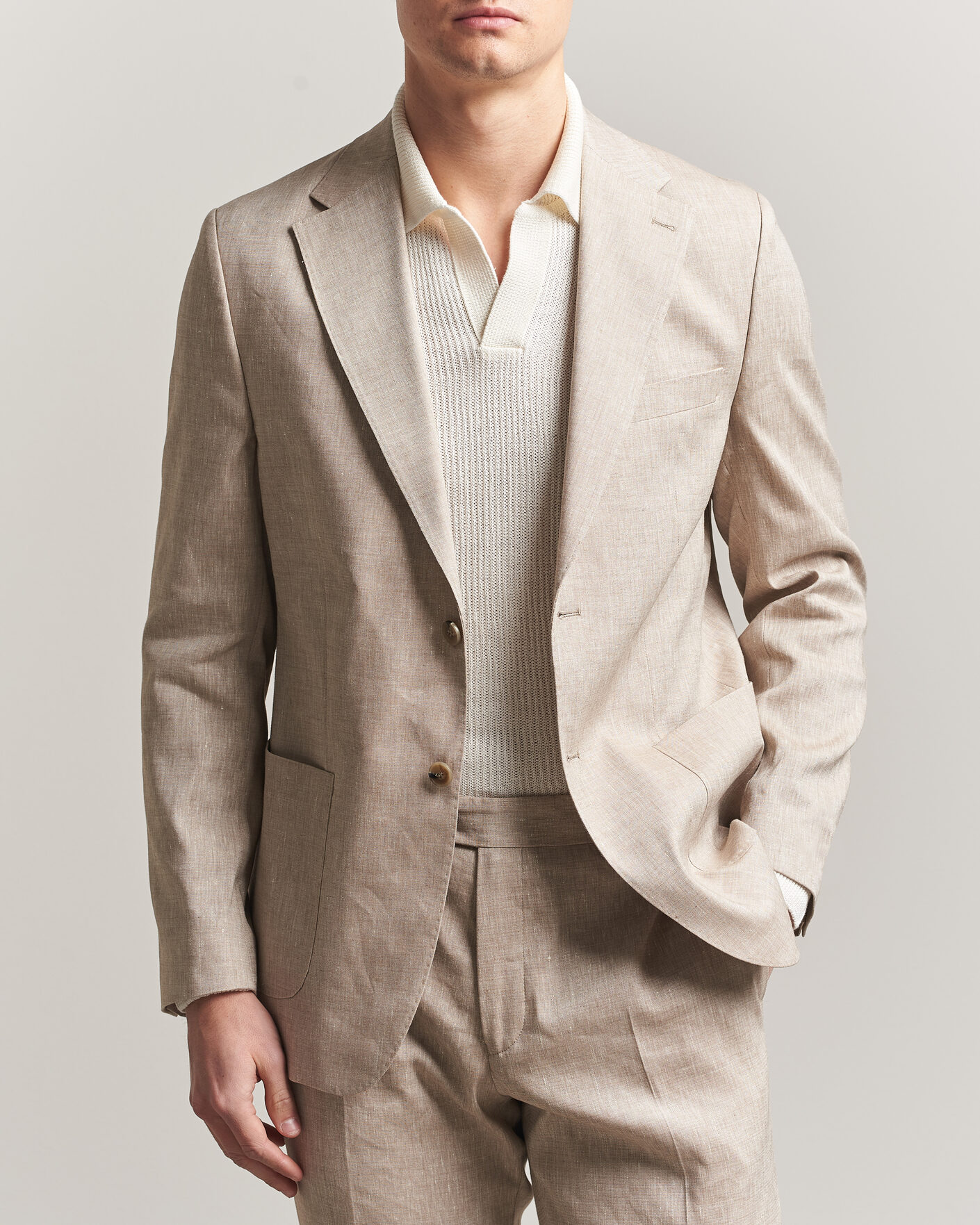 Uomini | Blazers | Morris | Linen Suit Blazer Khaki