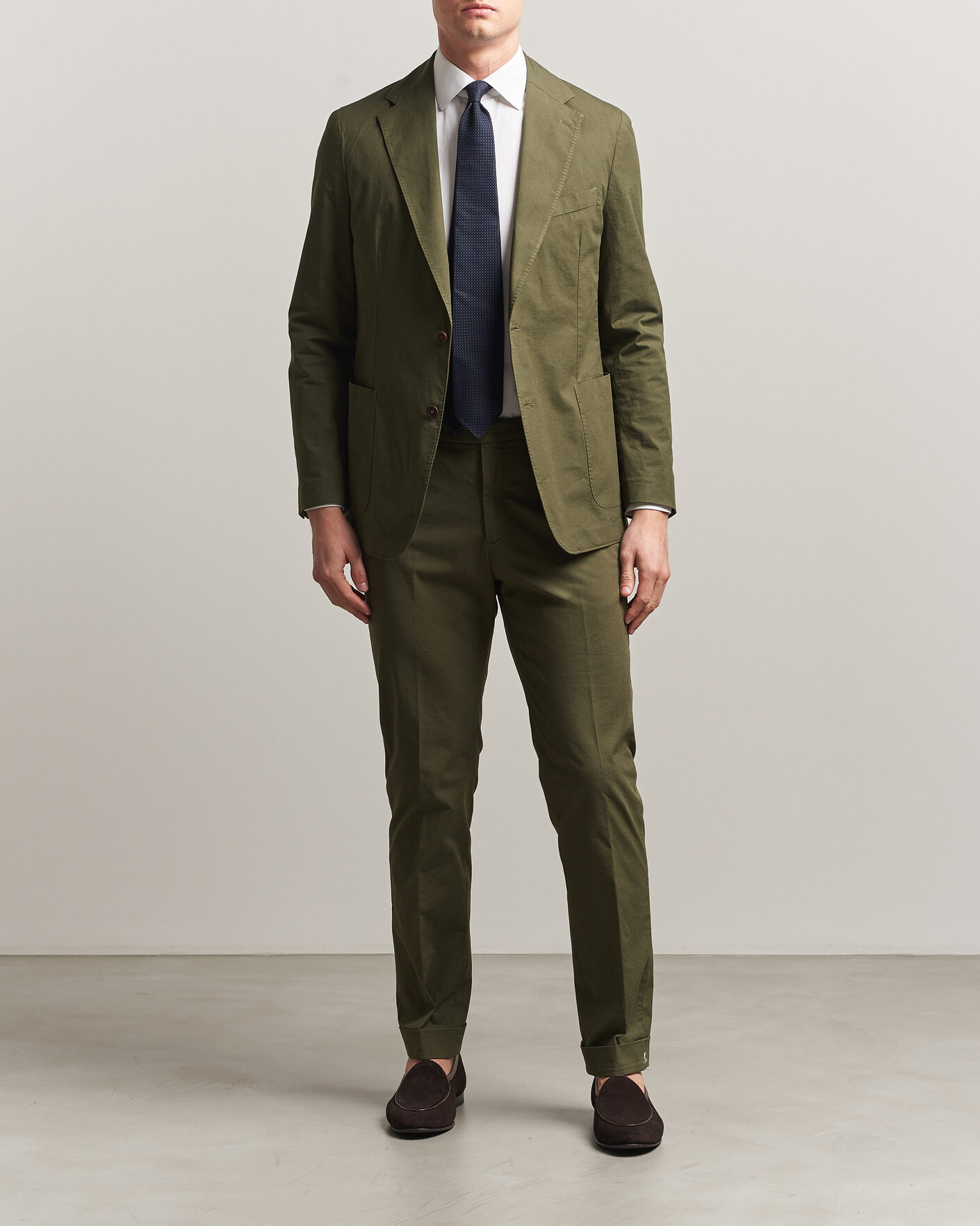 Uomini | Blazers | Morris | Washed Cotton Suit Blazer Olive