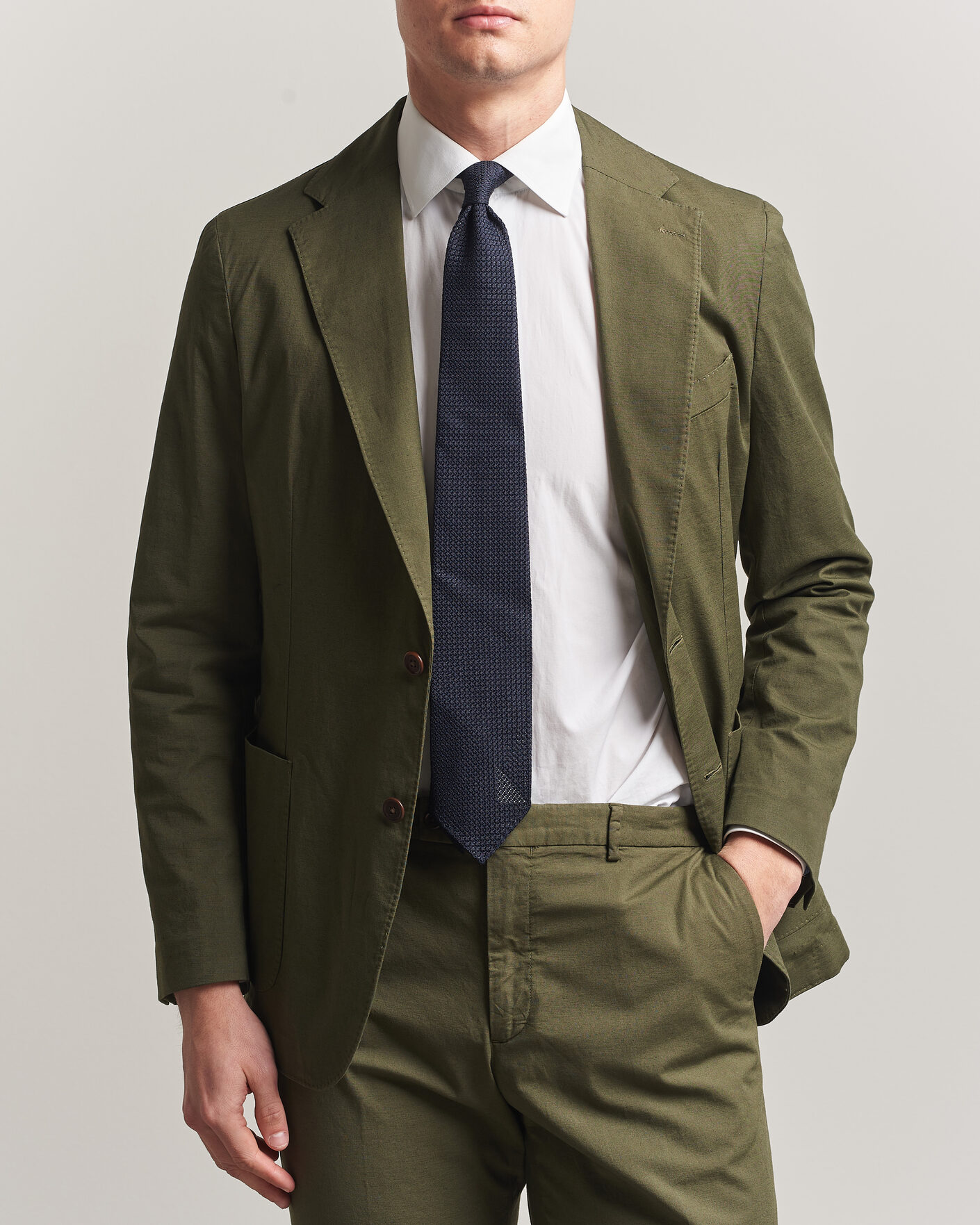 Uomini | Blazers | Morris | Washed Cotton Suit Blazer Olive