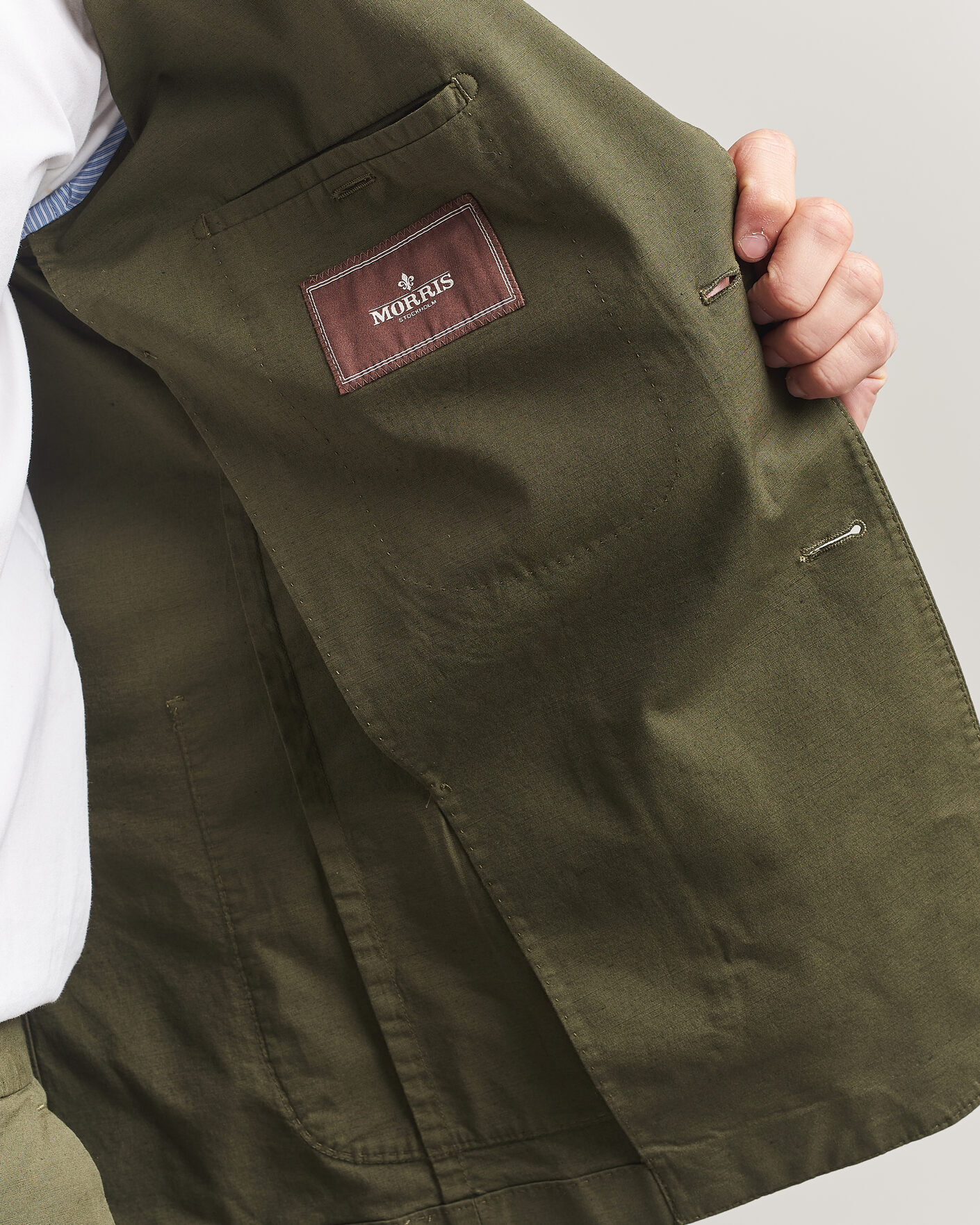 Uomini | Blazers | Morris | Washed Cotton Suit Blazer Olive