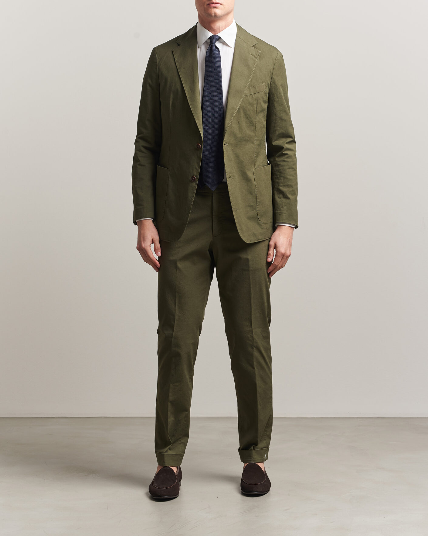 Uomini | Pantaloni | Morris | Jack Washed Cotton Trousers Olive