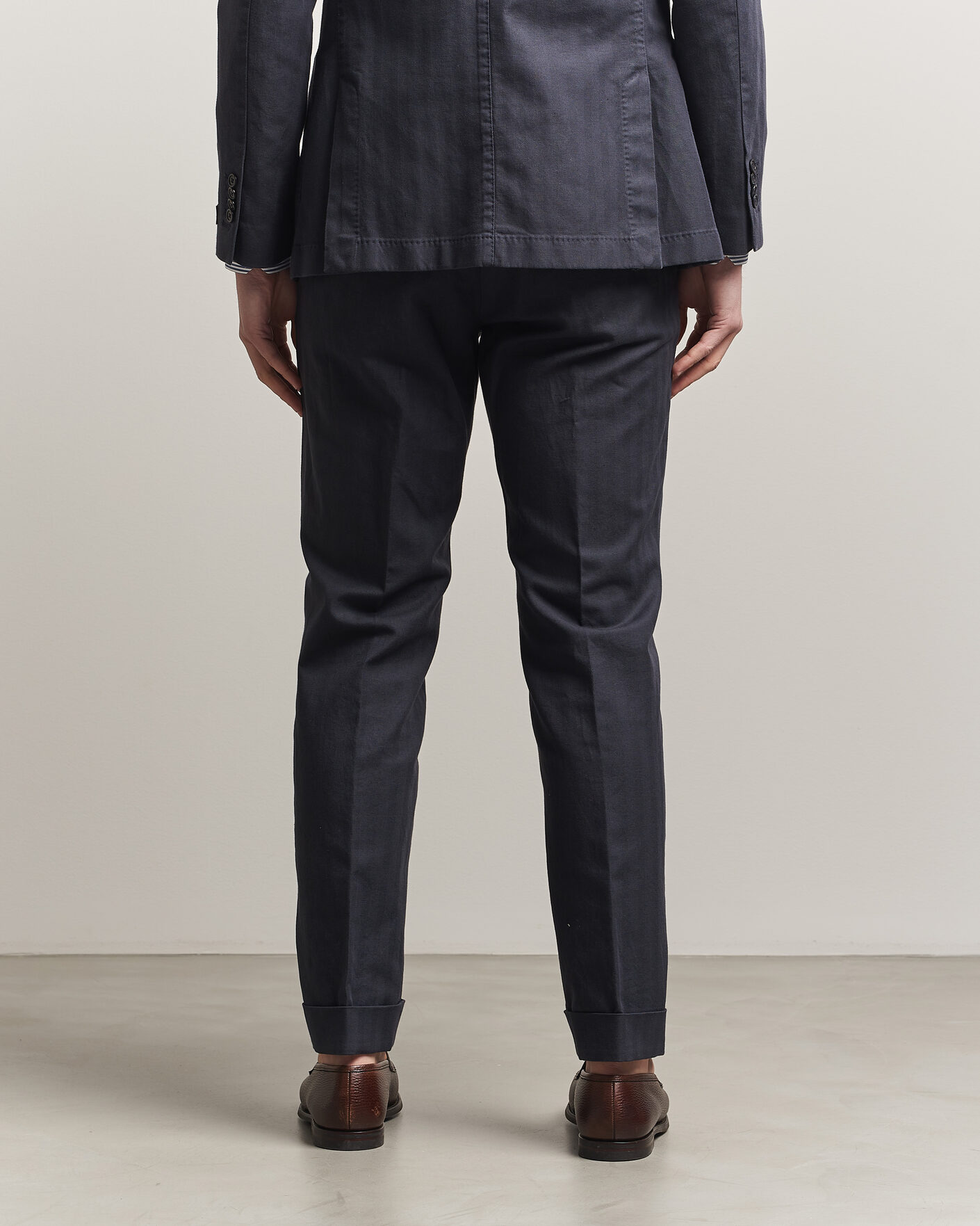 Uomini | Pantaloni | Morris | Jack Herringbone Cotton Trousers Blue