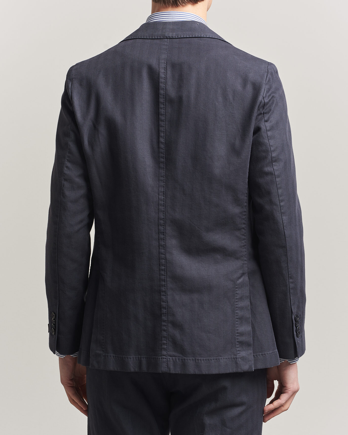 Uomini | Blazers | Morris | Washed Cotton Herringbone Blazer Navy