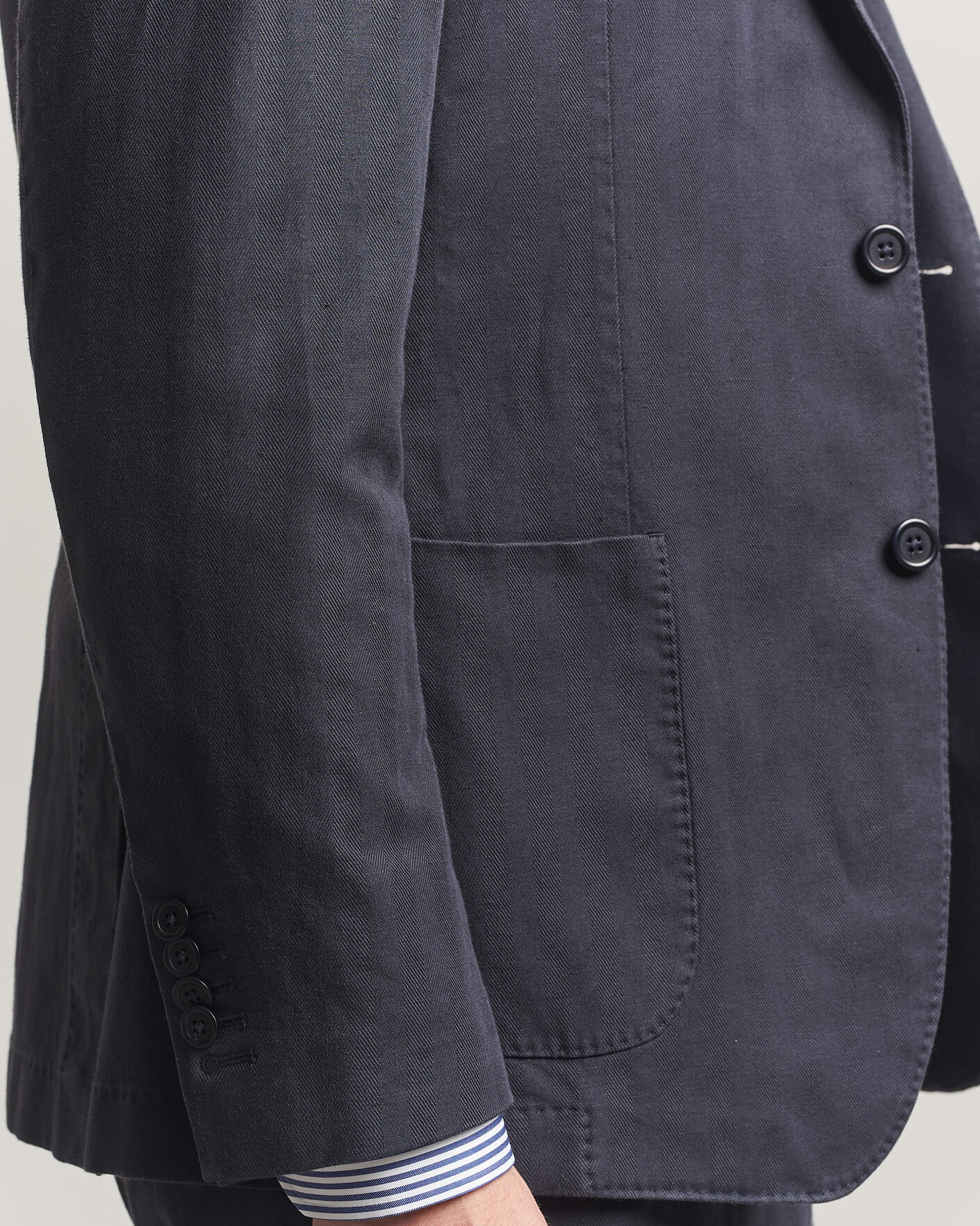 Uomini | Blazers | Morris | Washed Cotton Herringbone Blazer Navy
