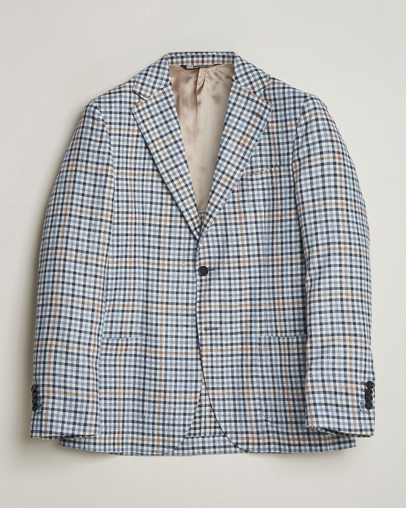 Uomini | Blazers | Morris | Linen Cotton Checked Blazer Blue