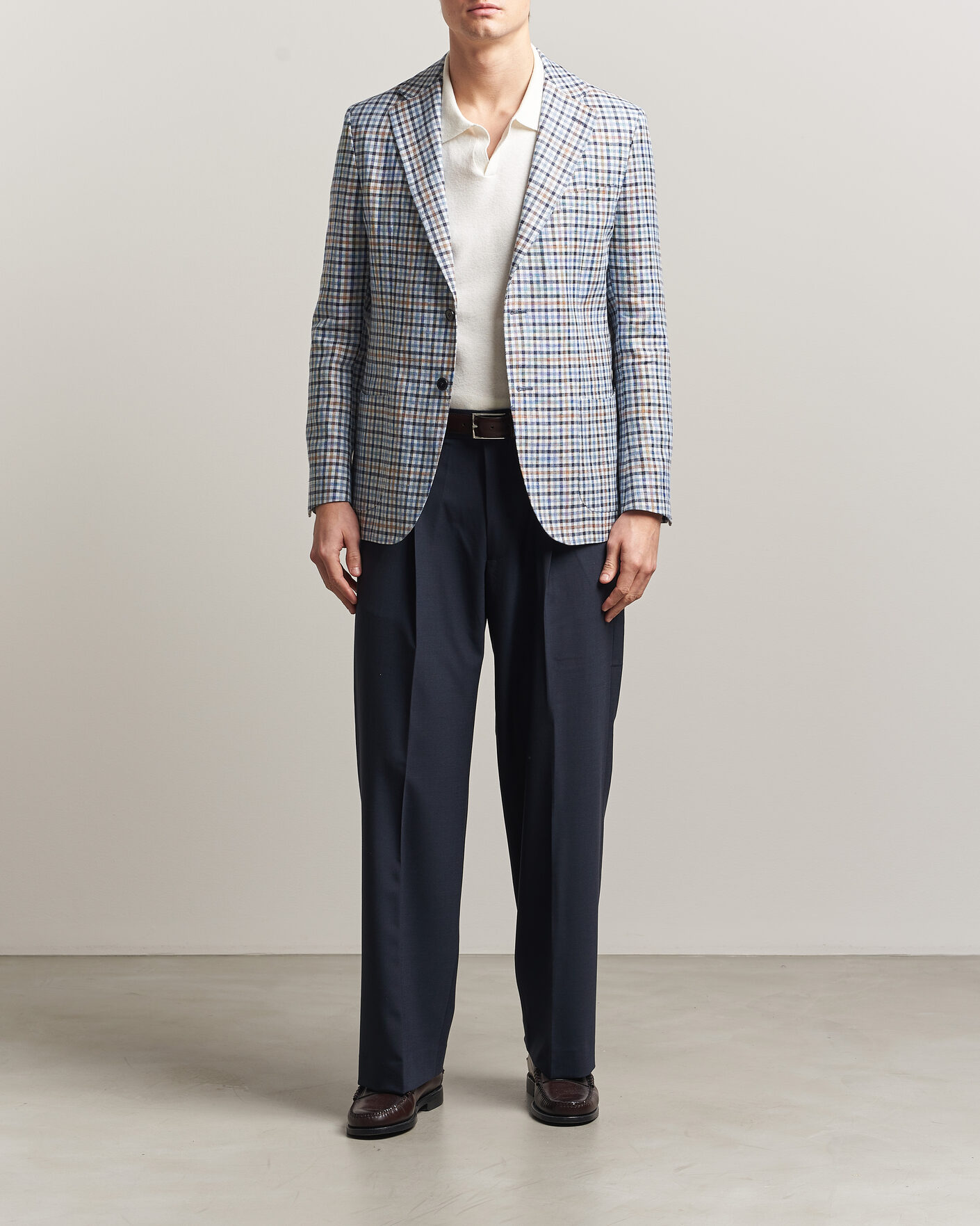 Uomini | Blazers | Morris | Linen Cotton Checked Blazer Blue