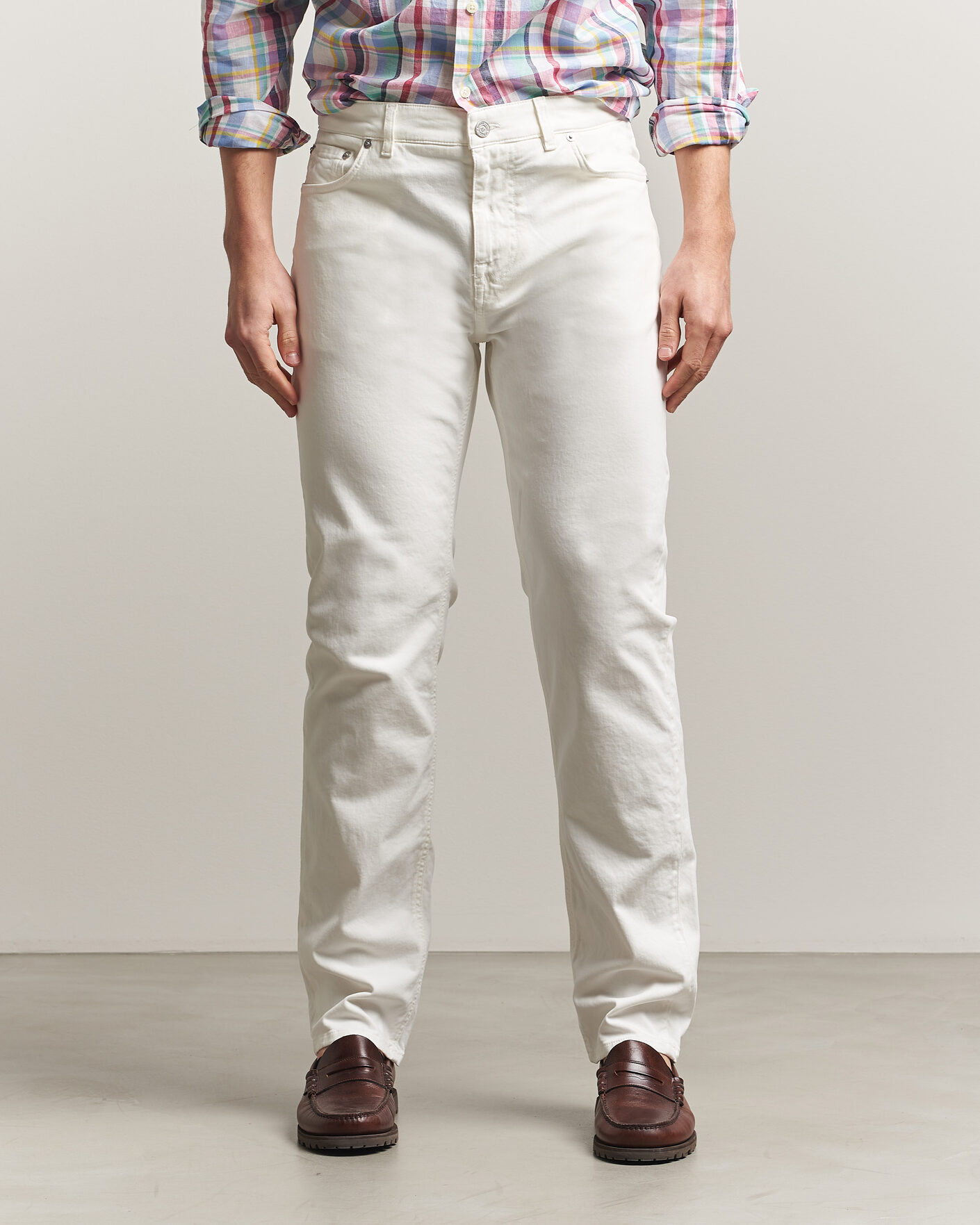 Uomini | Jeans | Morris | James Brushed 5-Pocket Jeans Off White