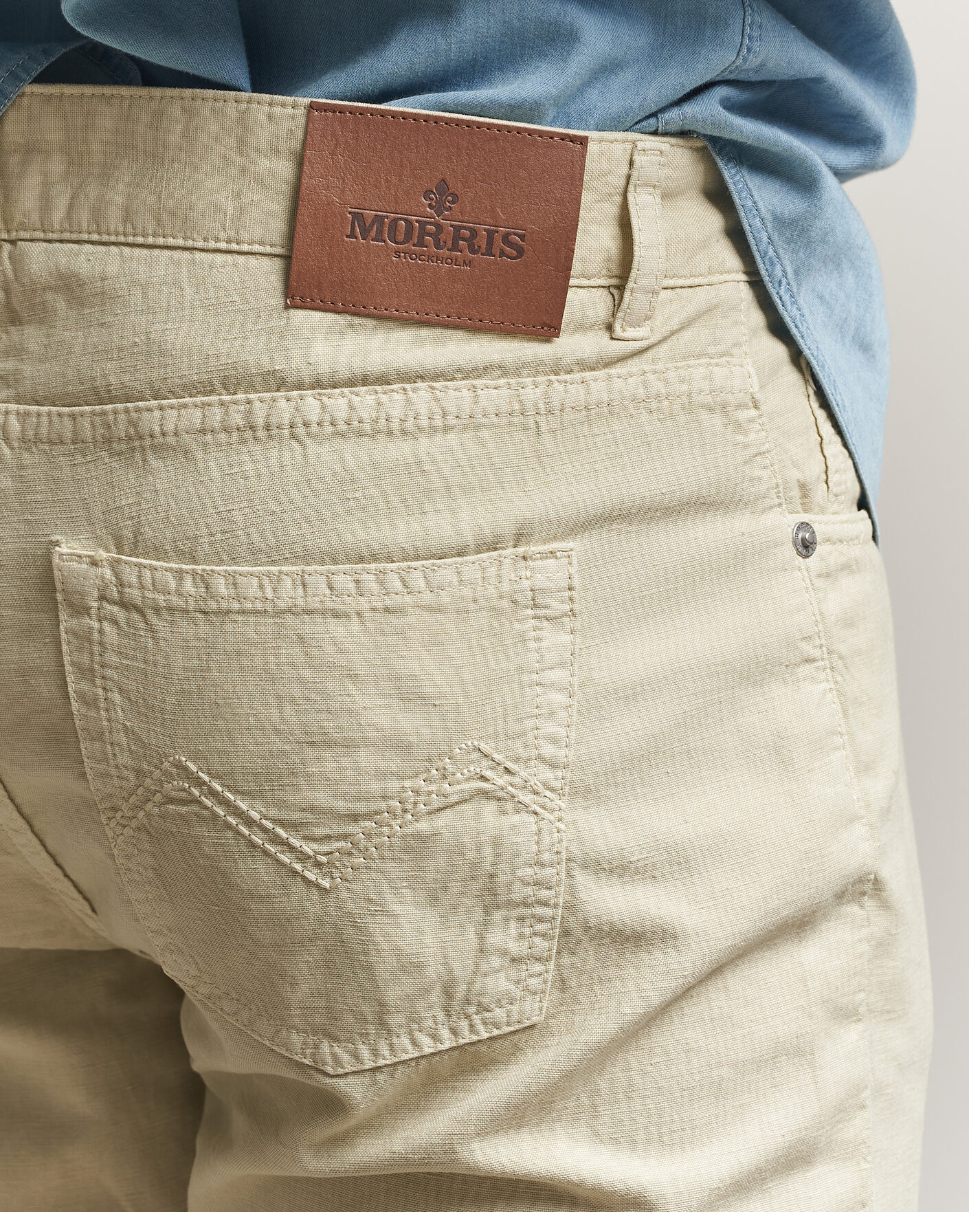 Uomini | Pantaloni | Morris | James Washed Linen 5-Pocket Pants Khaki