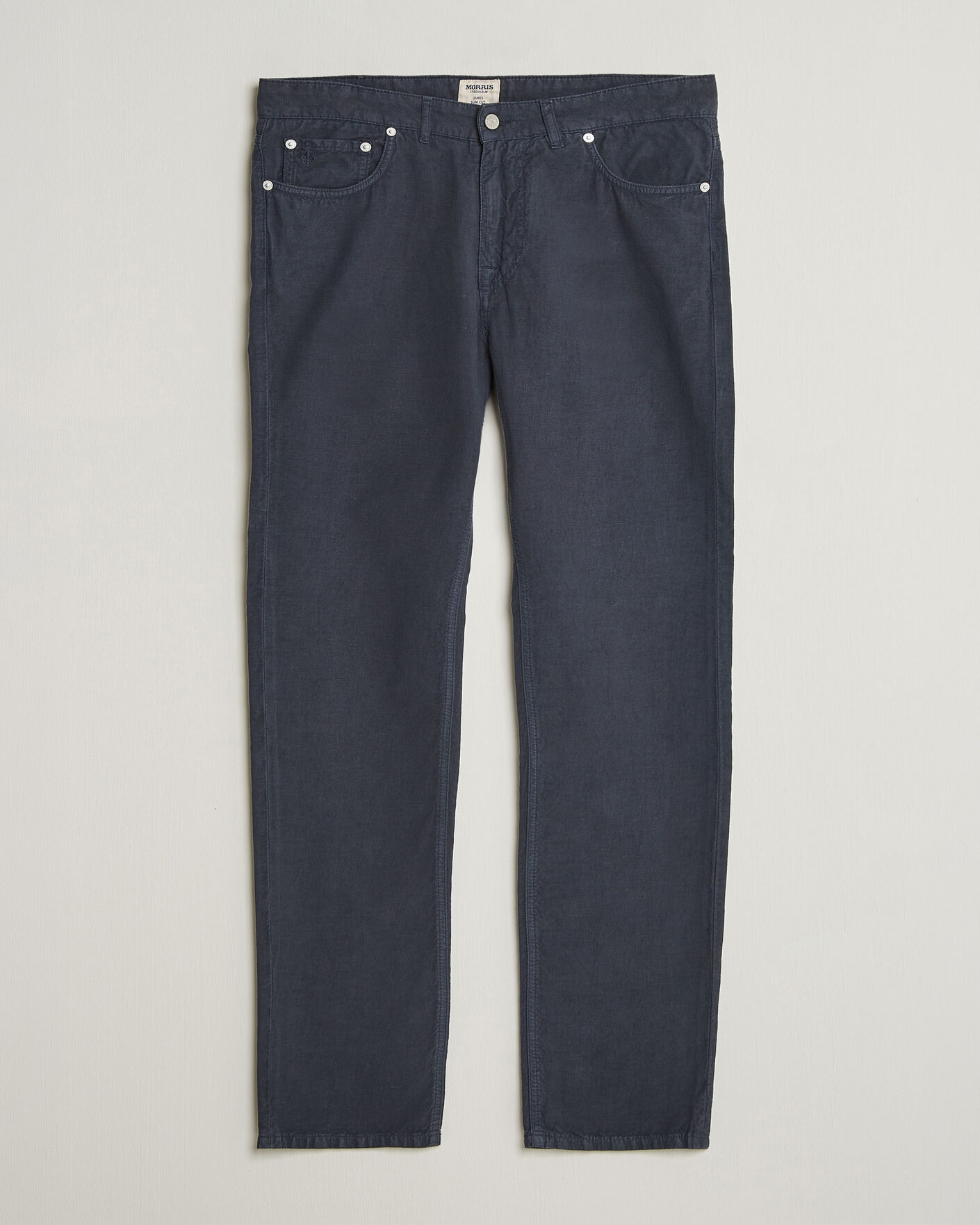 Uomini | Pantaloni | Morris | James Washed Linen 5-Pocket Pants Dark Blue