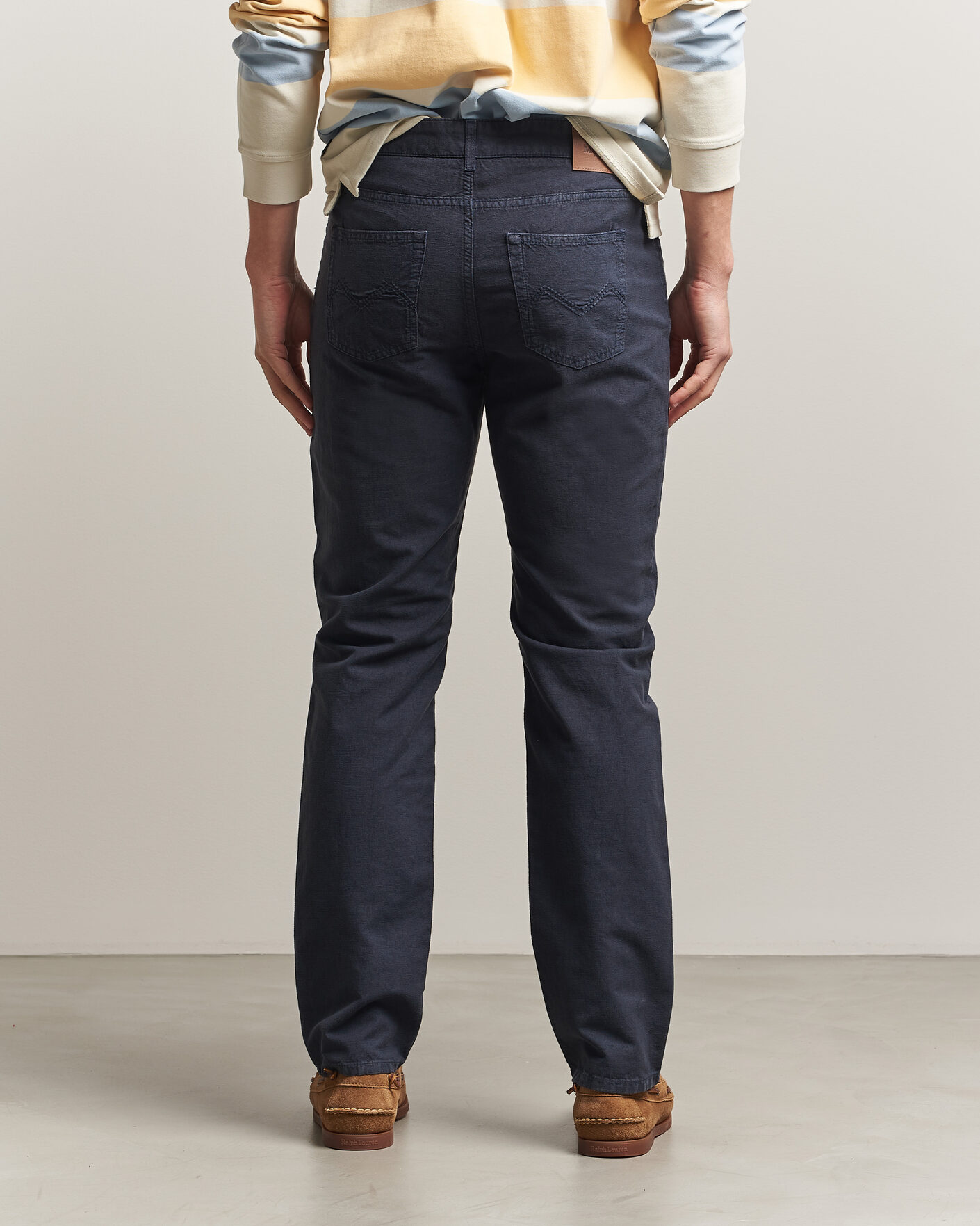 Uomini | Pantaloni | Morris | James Washed Linen 5-Pocket Pants Dark Blue