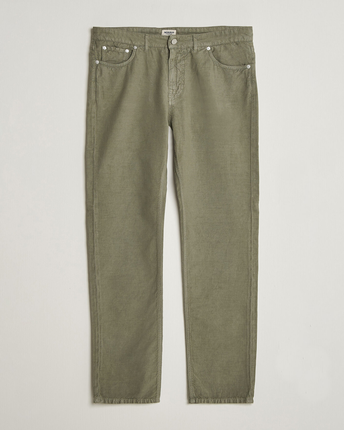 Uomini | Pantaloni | Morris | James Washed Linen 5-Pocket Pants Olive
