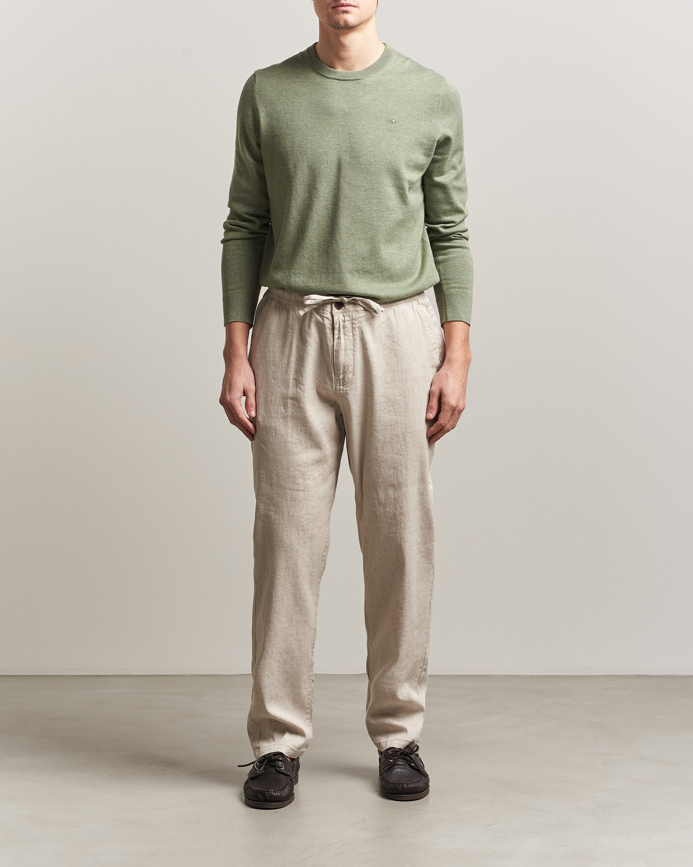Uomini | Pantaloni | Morris | Fenix Linen Trousers Khaki