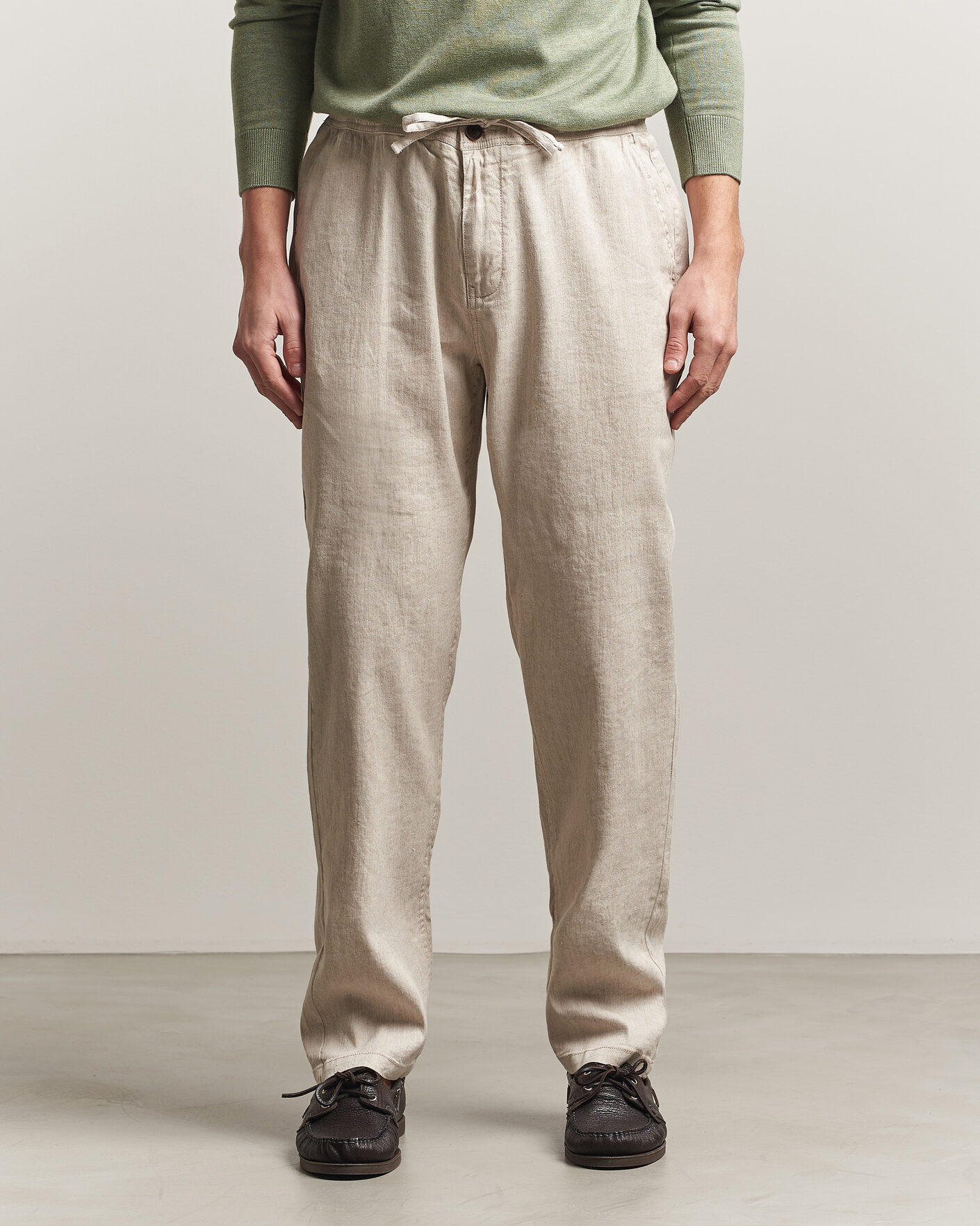 Uomini | Pantaloni | Morris | Fenix Linen Trousers Khaki